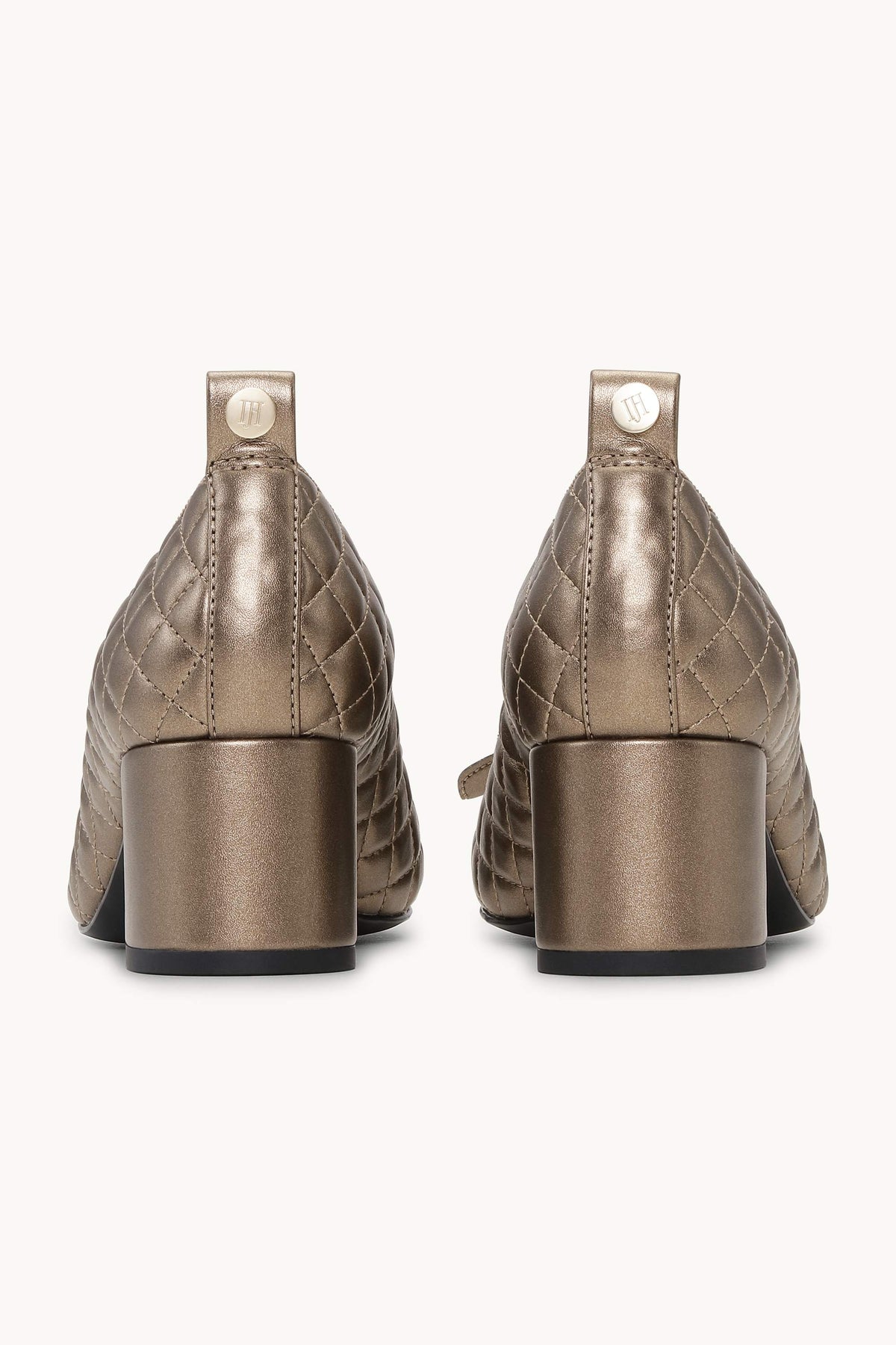 Quilted Ballerina with Heel - Metallic Copper Black