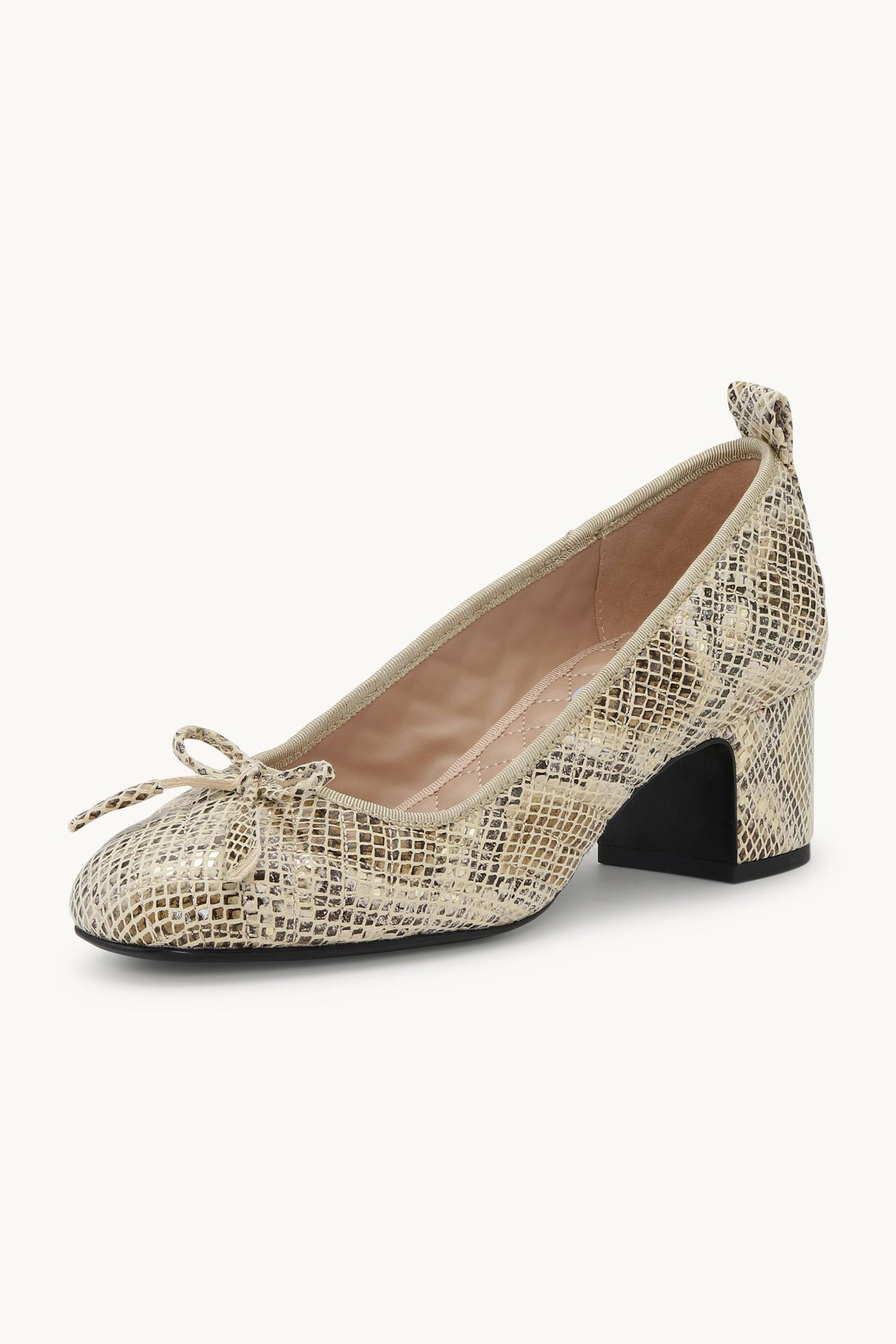 Quilted Ballerina with Heel - Latte Black