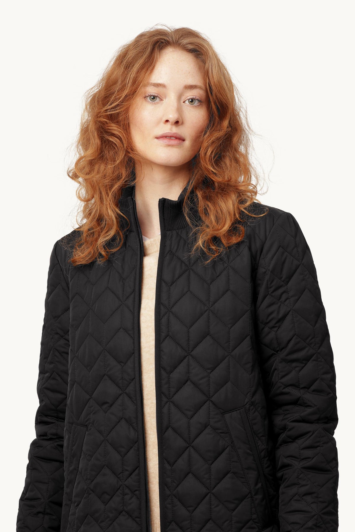 Long A-Lined Quilted Jacket - Black