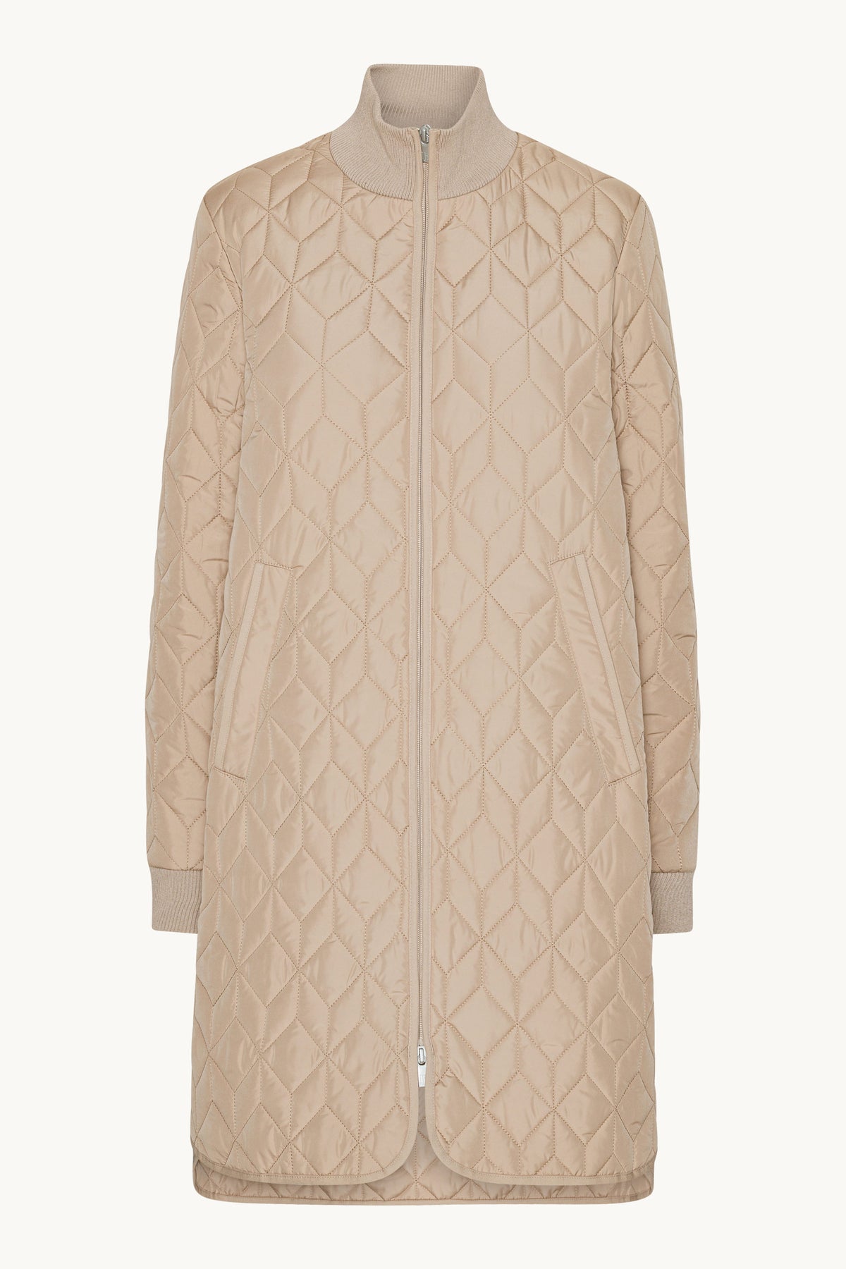 Long A-Lined Quilted Jacket - Wheat
