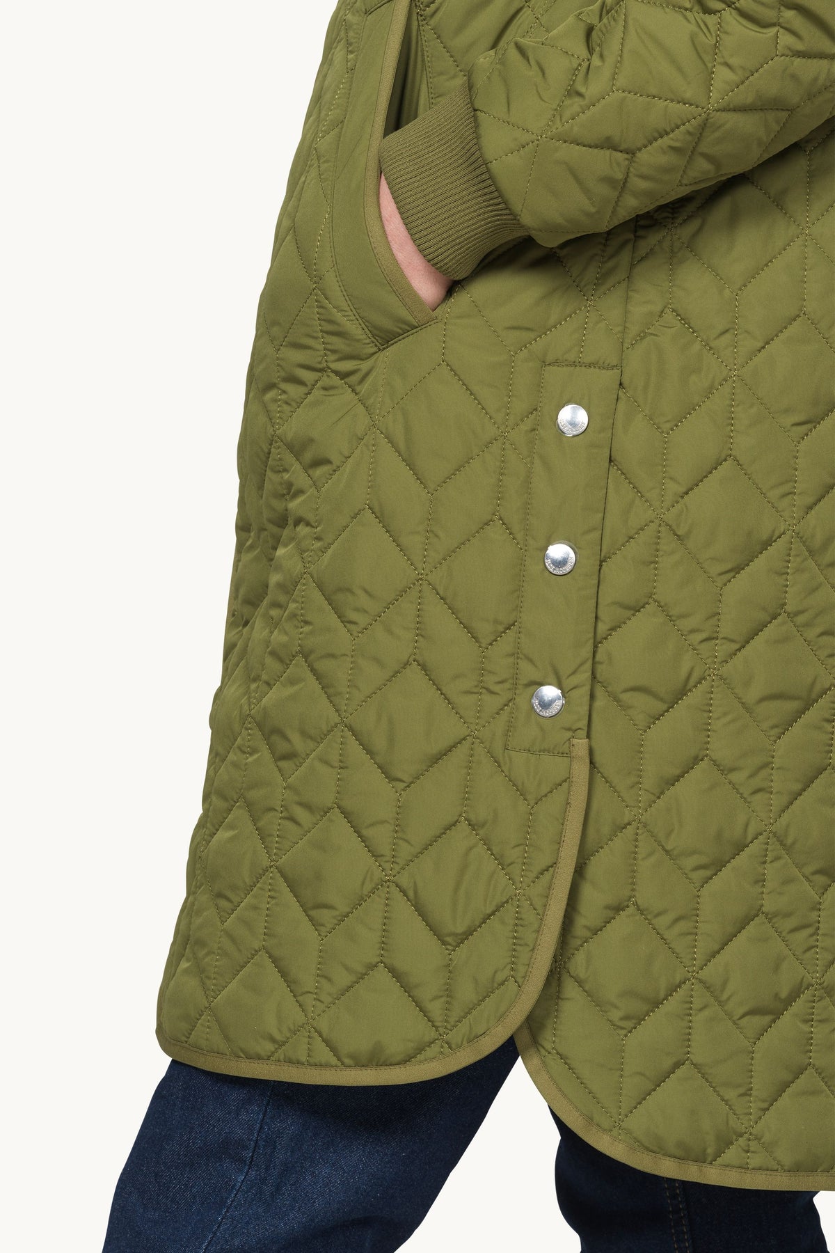 Long A-Lined Quilted Jacket - Sphagnum