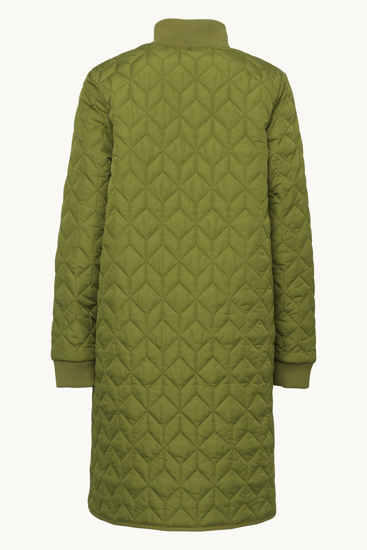 Long A-Lined Quilted Jacket - Sphagnum