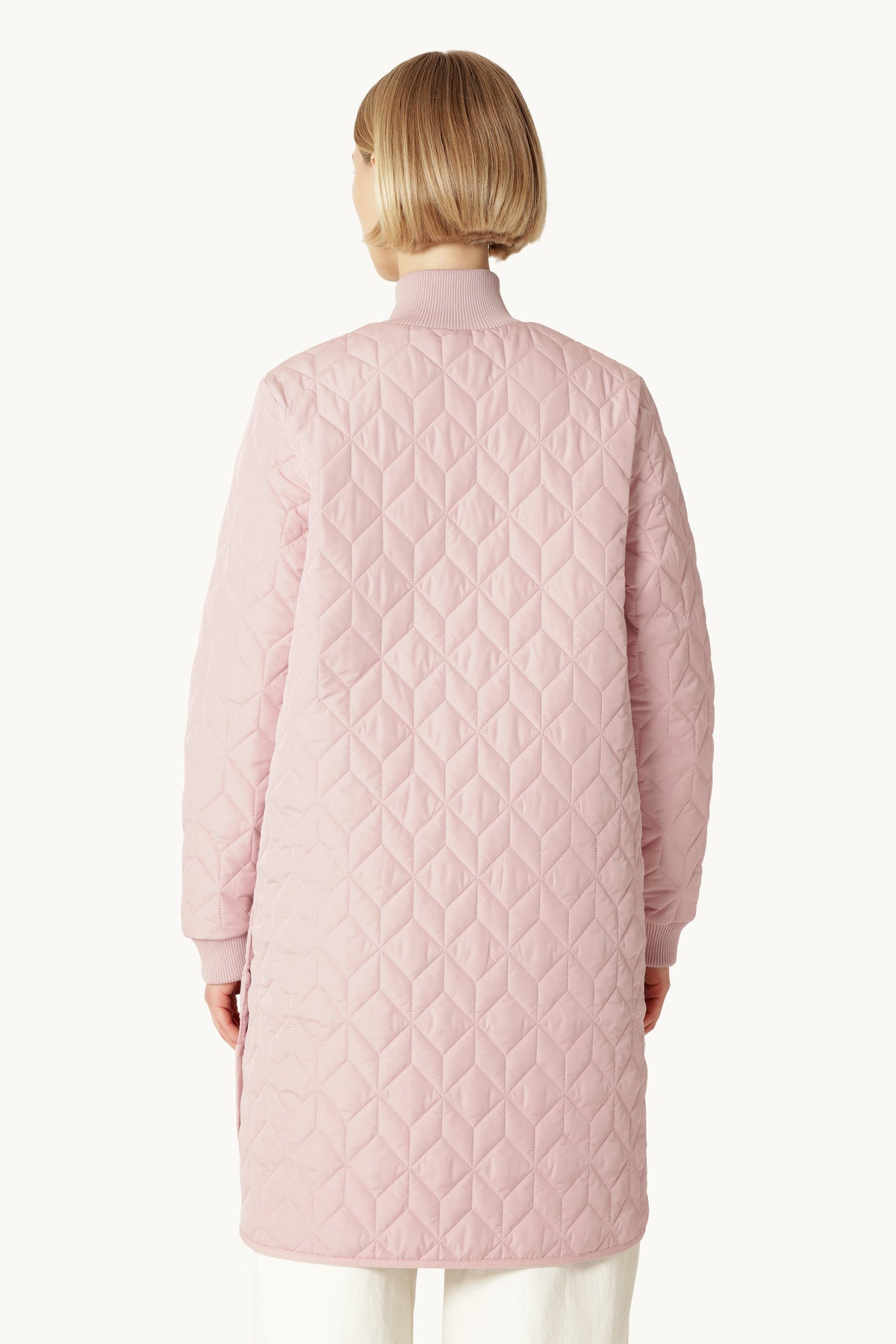 Long A-Lined Quilted Jacket - Burnished Lilac
