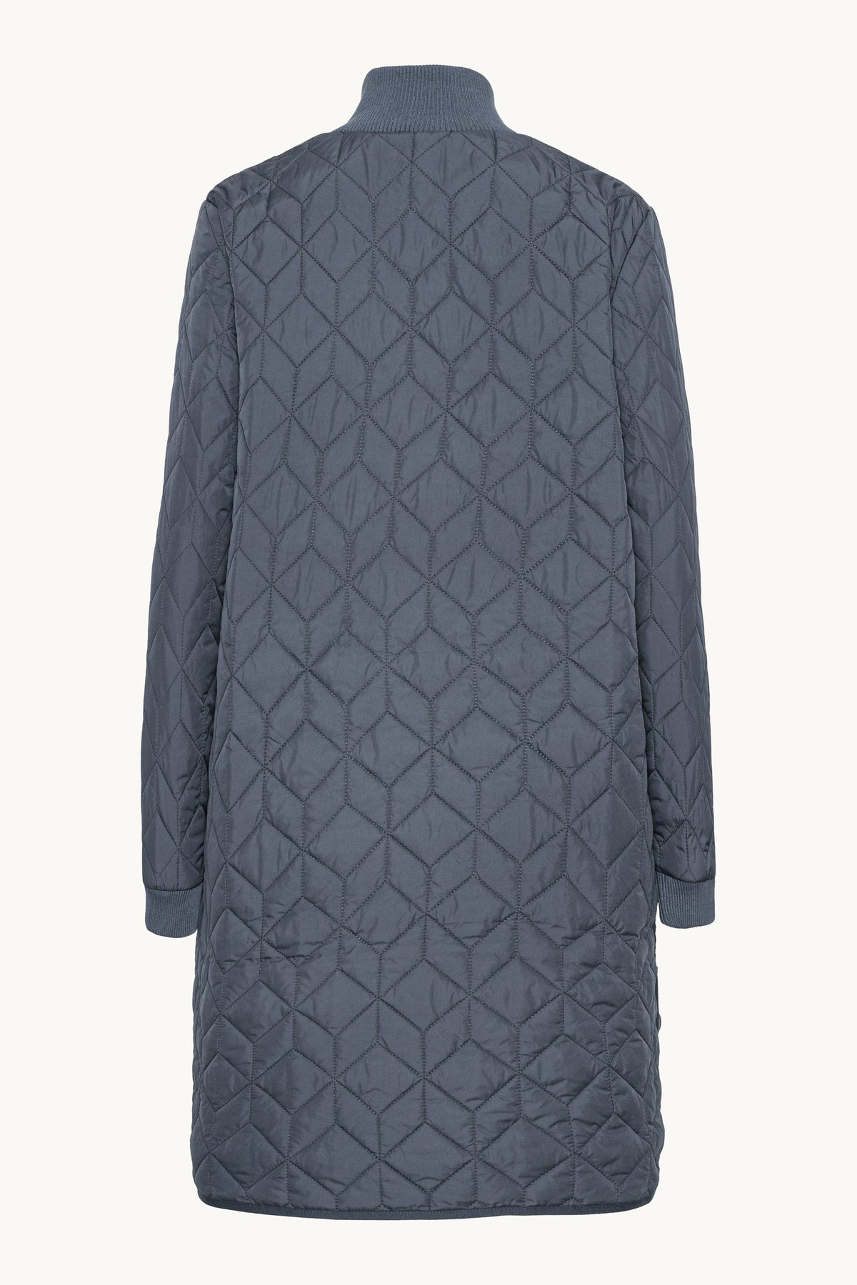 Long A-Lined Quilted Jacket - Ombre Blue