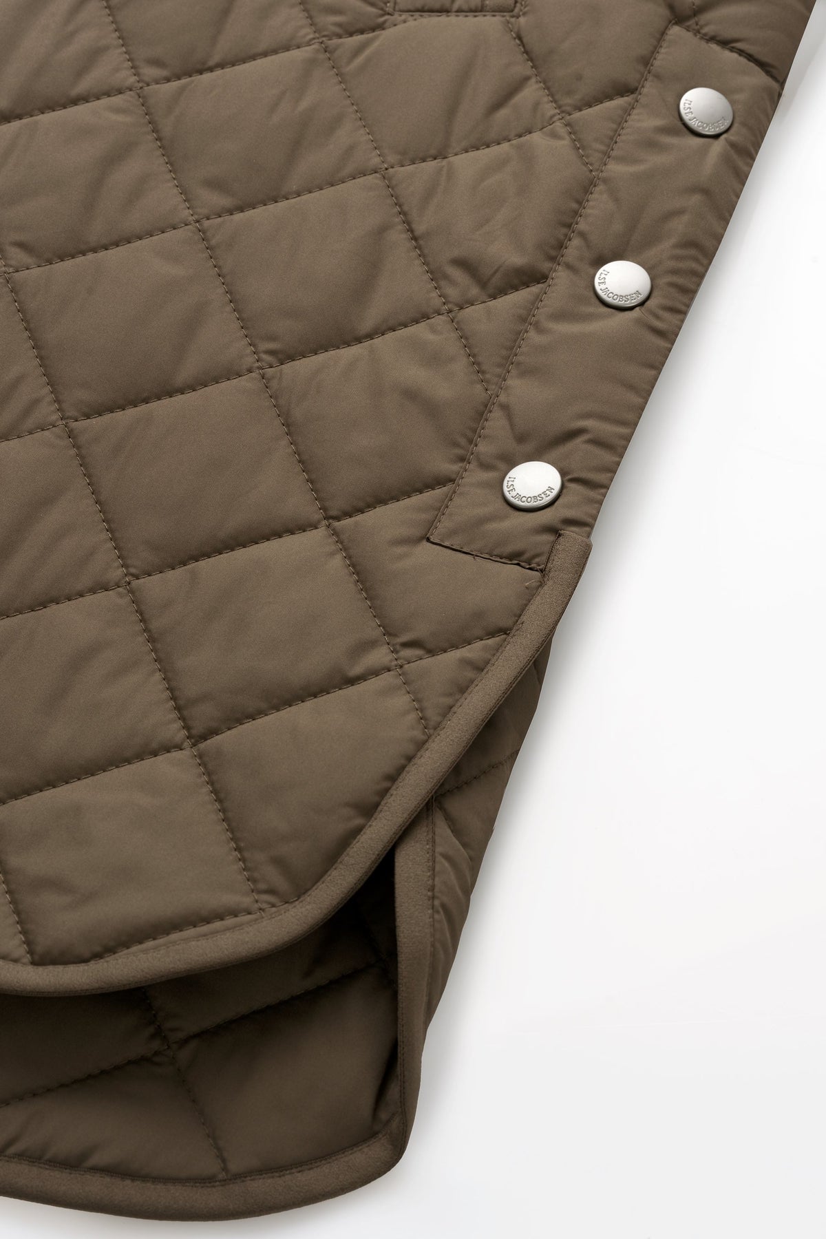 Long A-Lined Quilted Vest with Side Slit - Mud