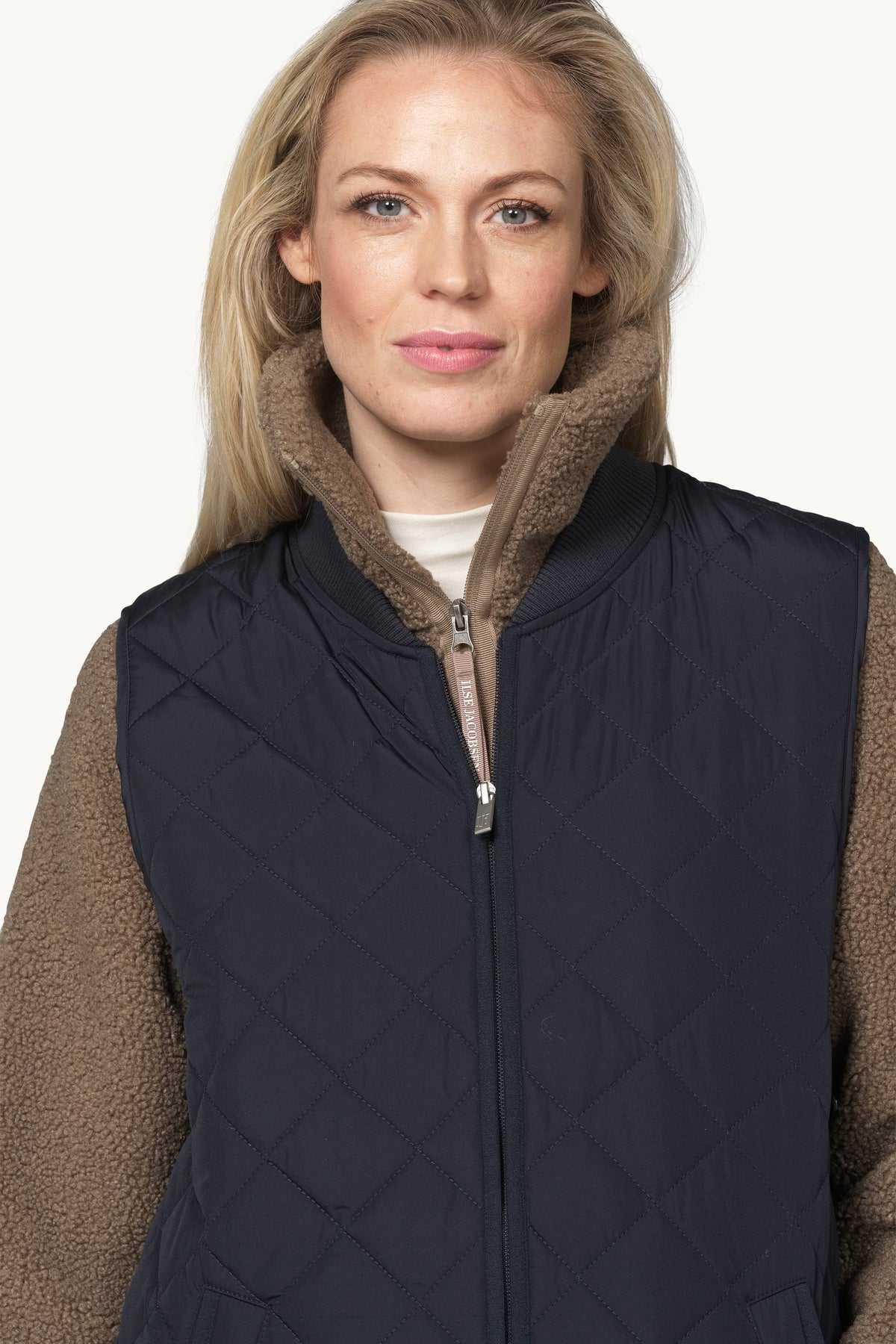 Long A-Lined Quilted Vest with Side Slit - Dark Indigo