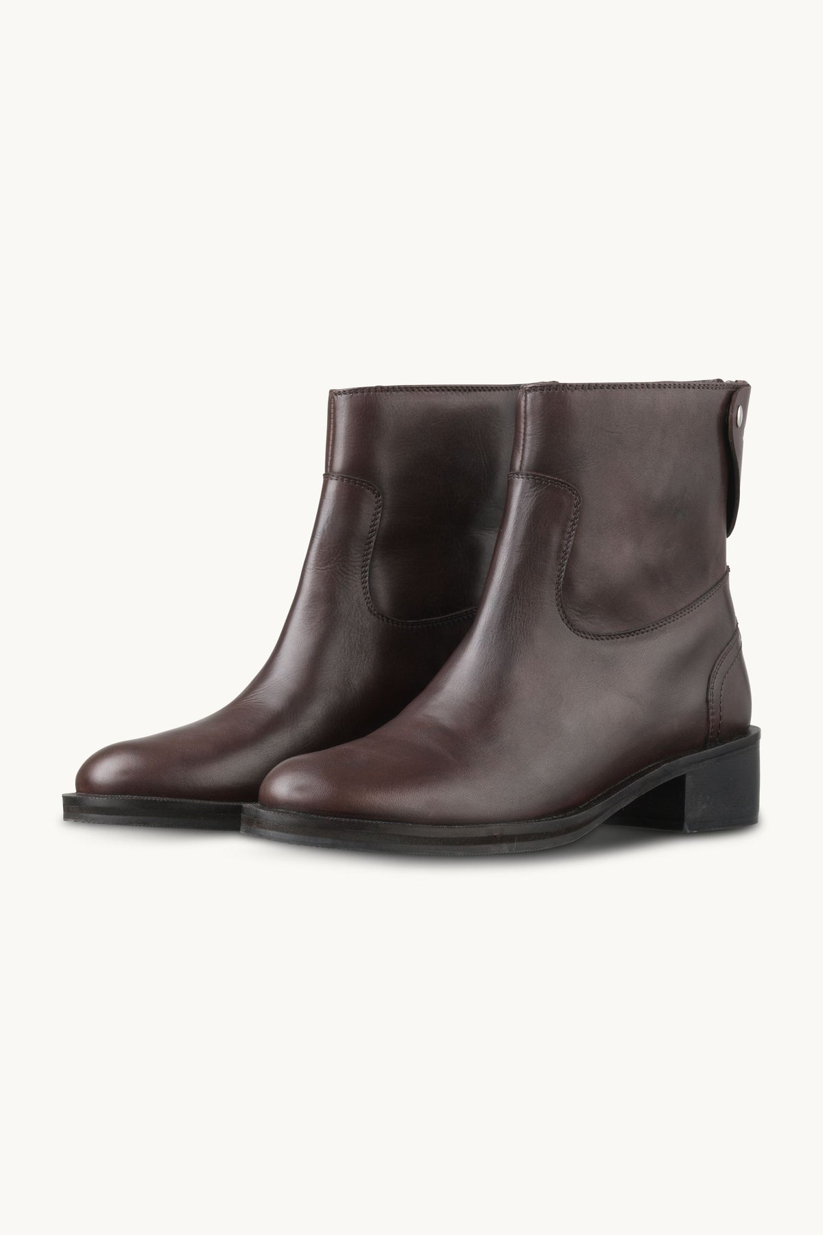 Leather Ankle Boots - Brown Black