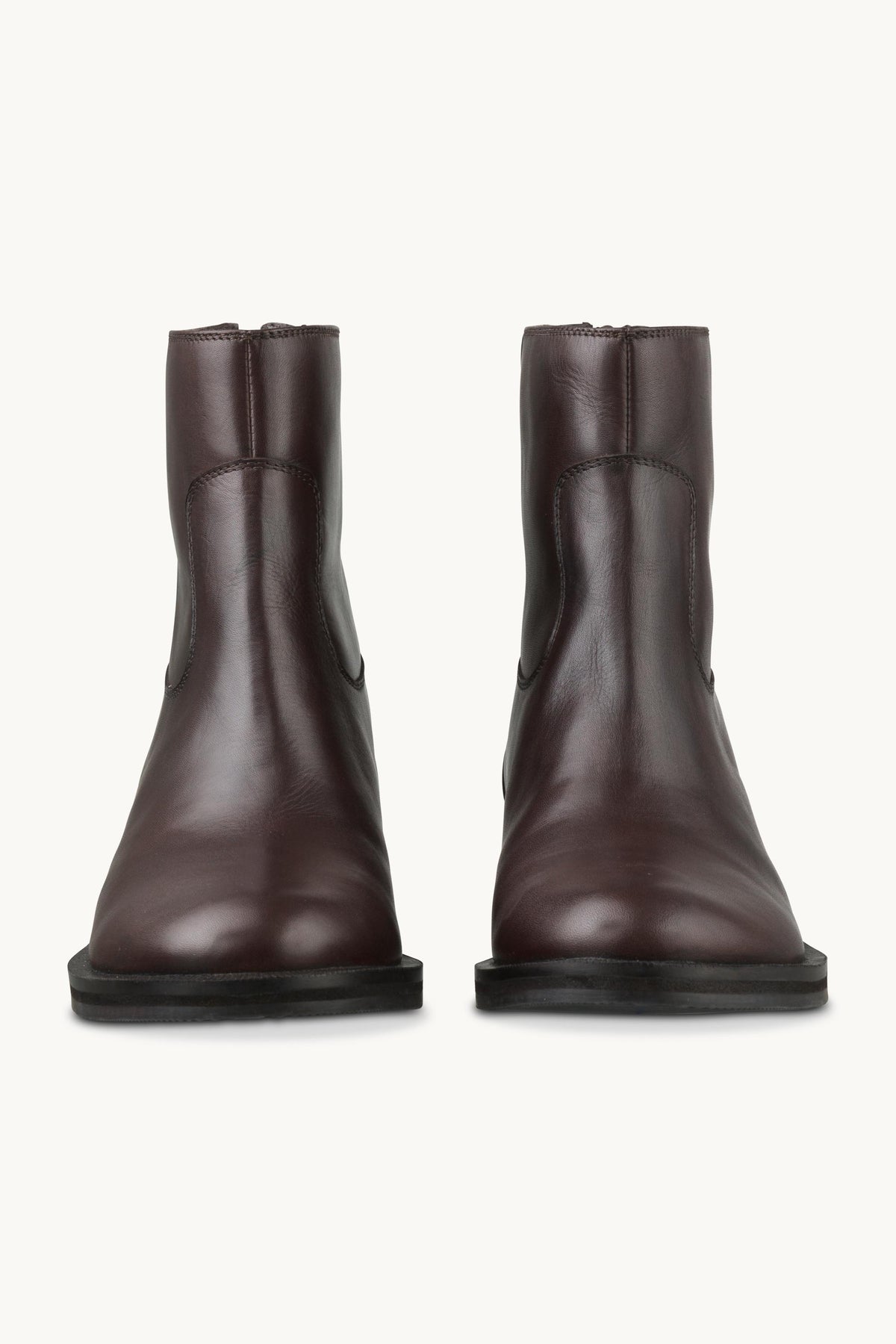 Leather Ankle Boots - Brown Black