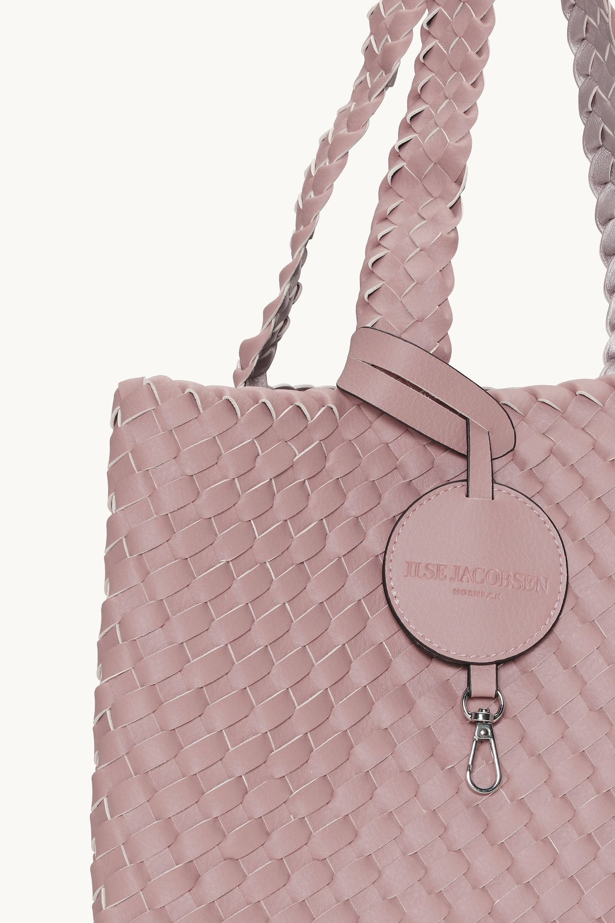 Reversed Braided Tote Bag with Logo Tag - Adobe Rose Lotus