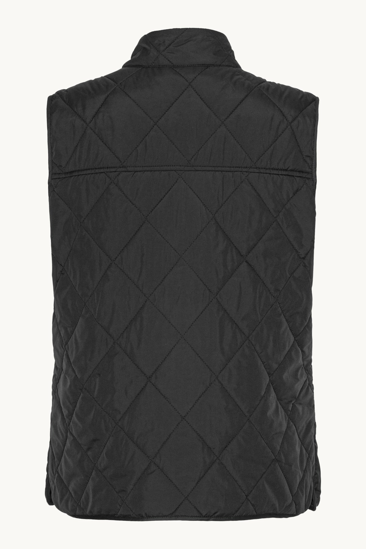 Short Quilted Vest with Press Buttons - Black