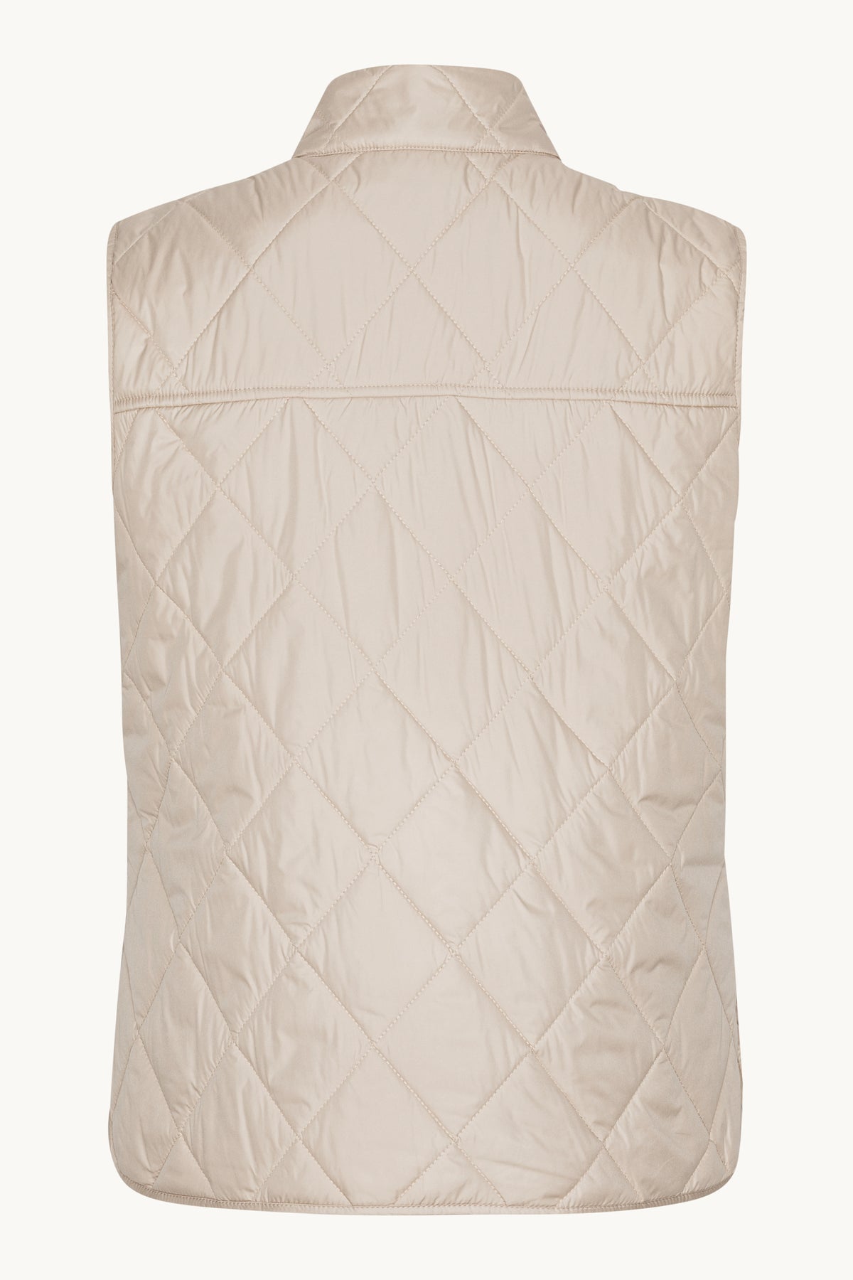 Short Quilted Vest with Press Buttons - Light Camel