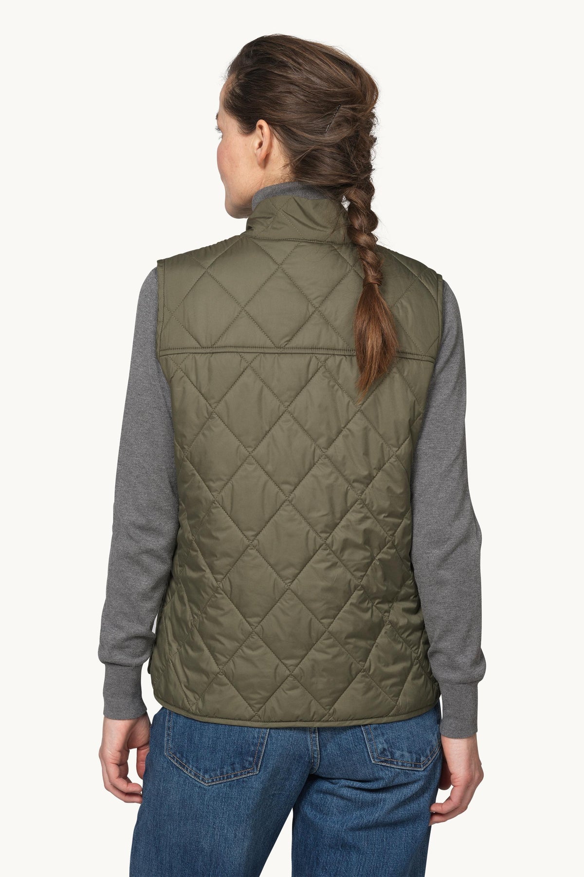 Short Quilted Vest with Press Buttons - Army