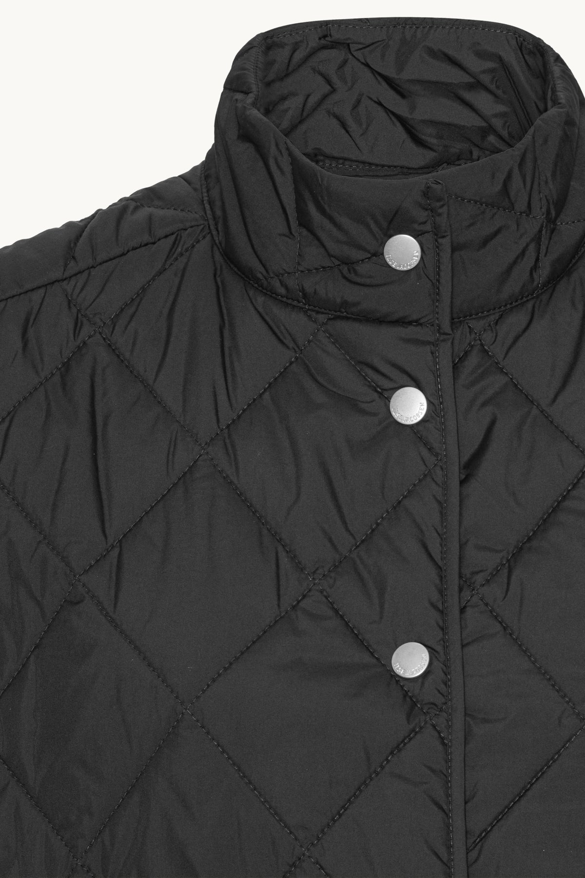 Short Quilted Vest with Press Buttons - Dark Indigo