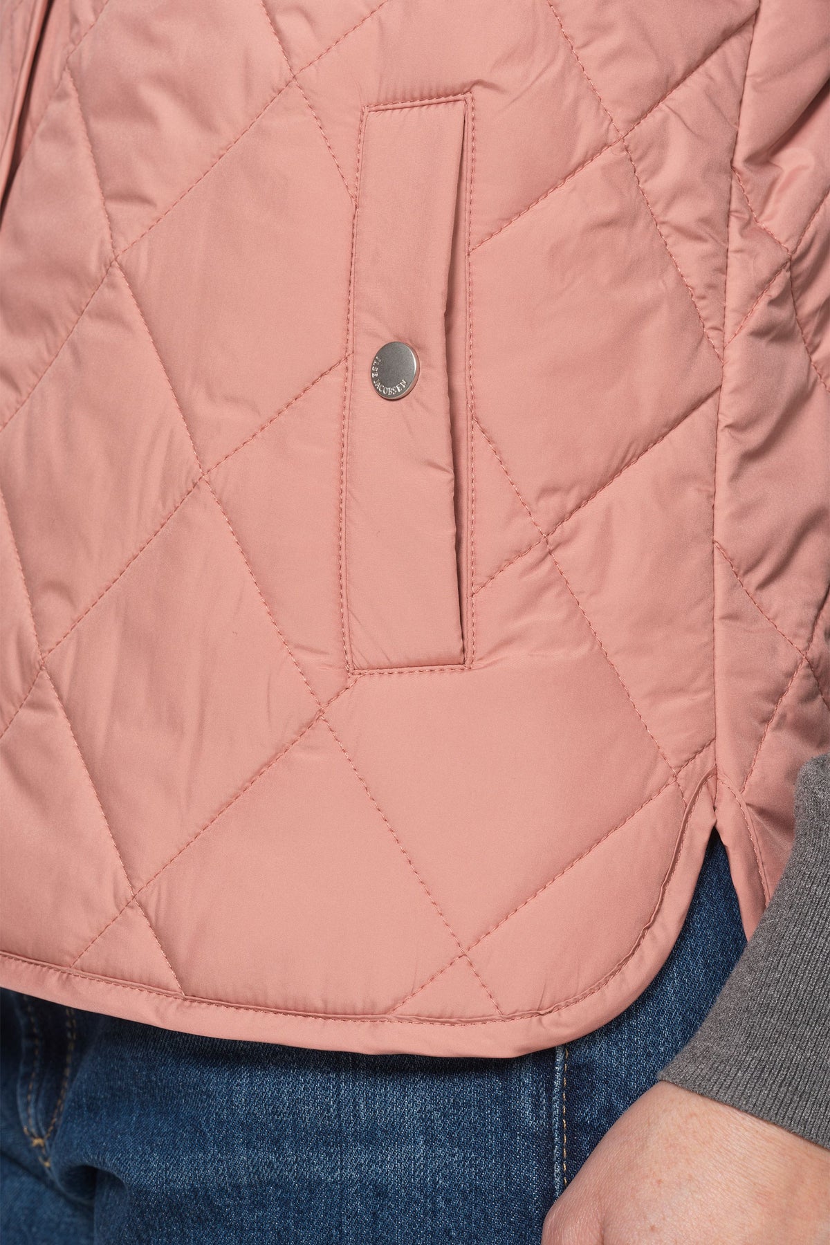 Short Quilted Vest with Press Buttons - Ash Rose