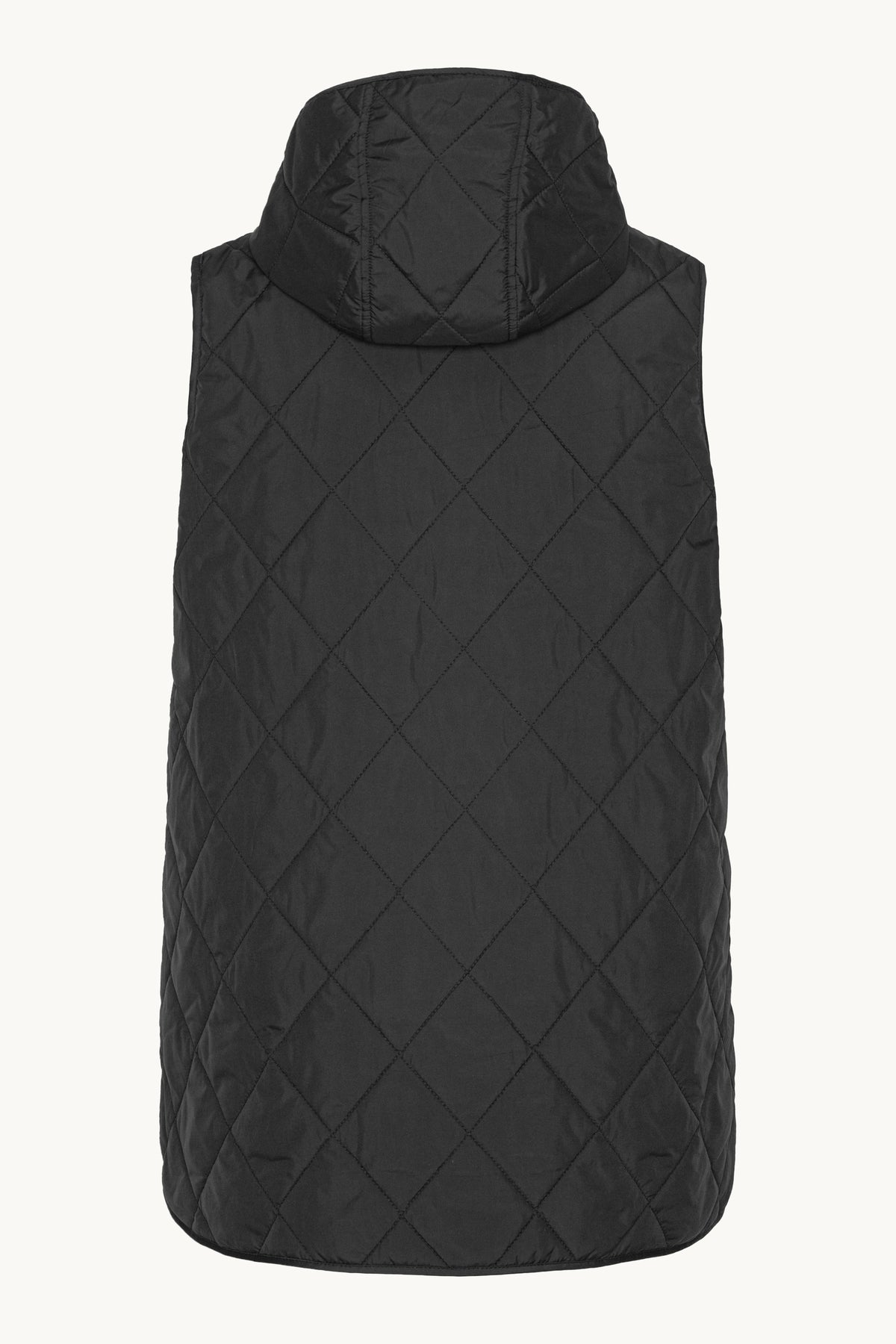 Quilted Long Vest - Black