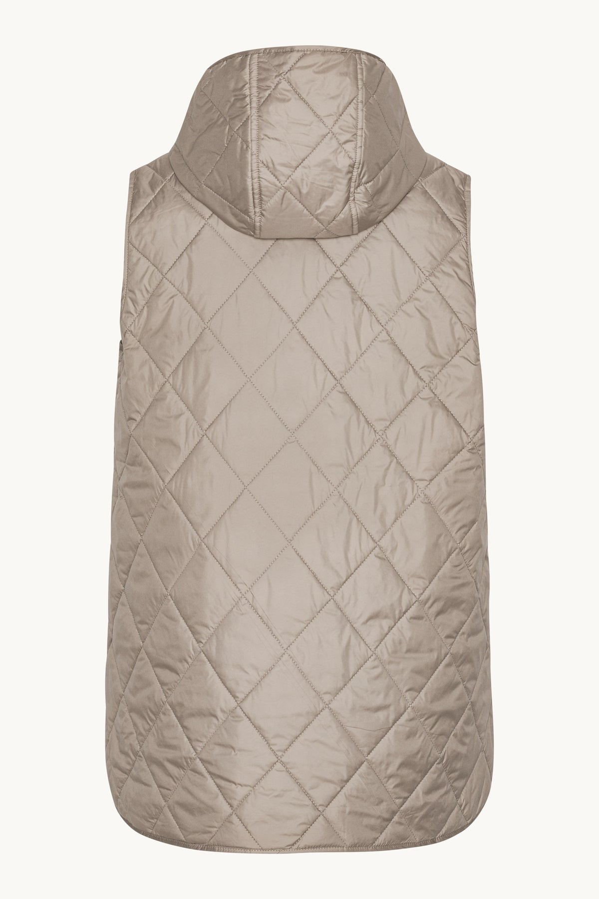 Quilted Long Vest - Greige