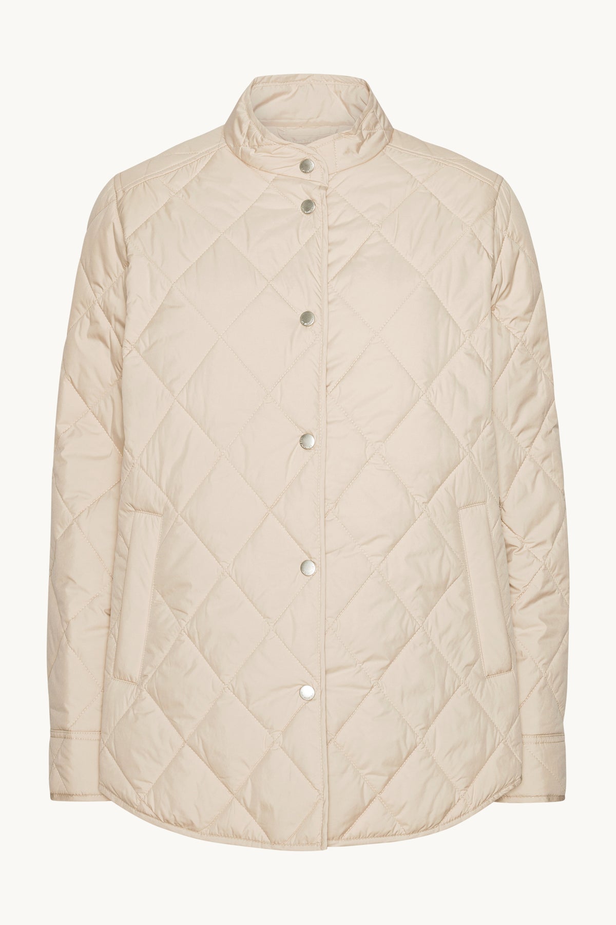 Quilted Shirt Jacket with Press Buttons - Light Camel