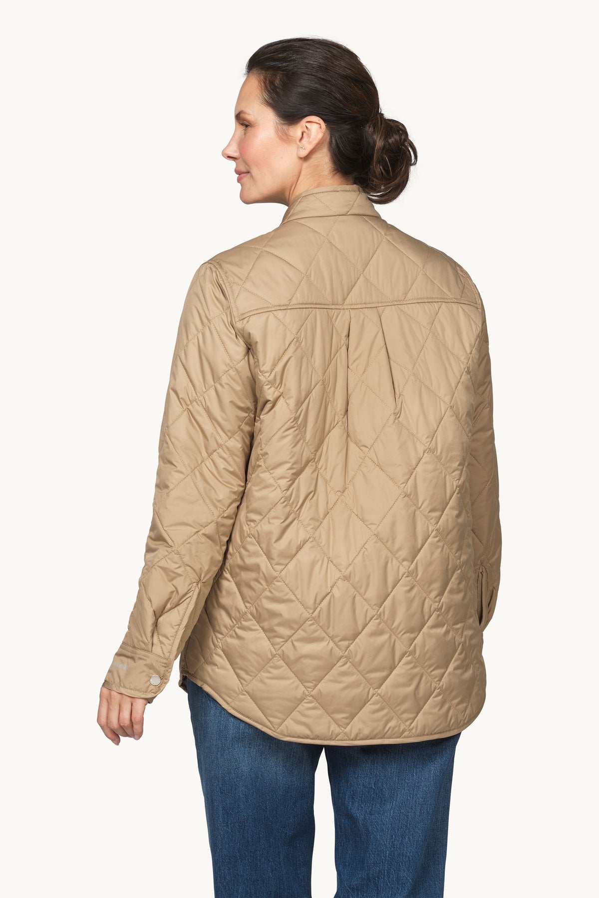 Quilted Shirt Jacket with Press Buttons - Sepia Tint