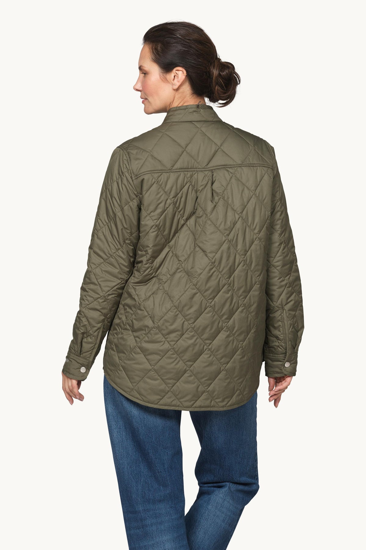 Quilted Shirt Jacket with Press Buttons - Army