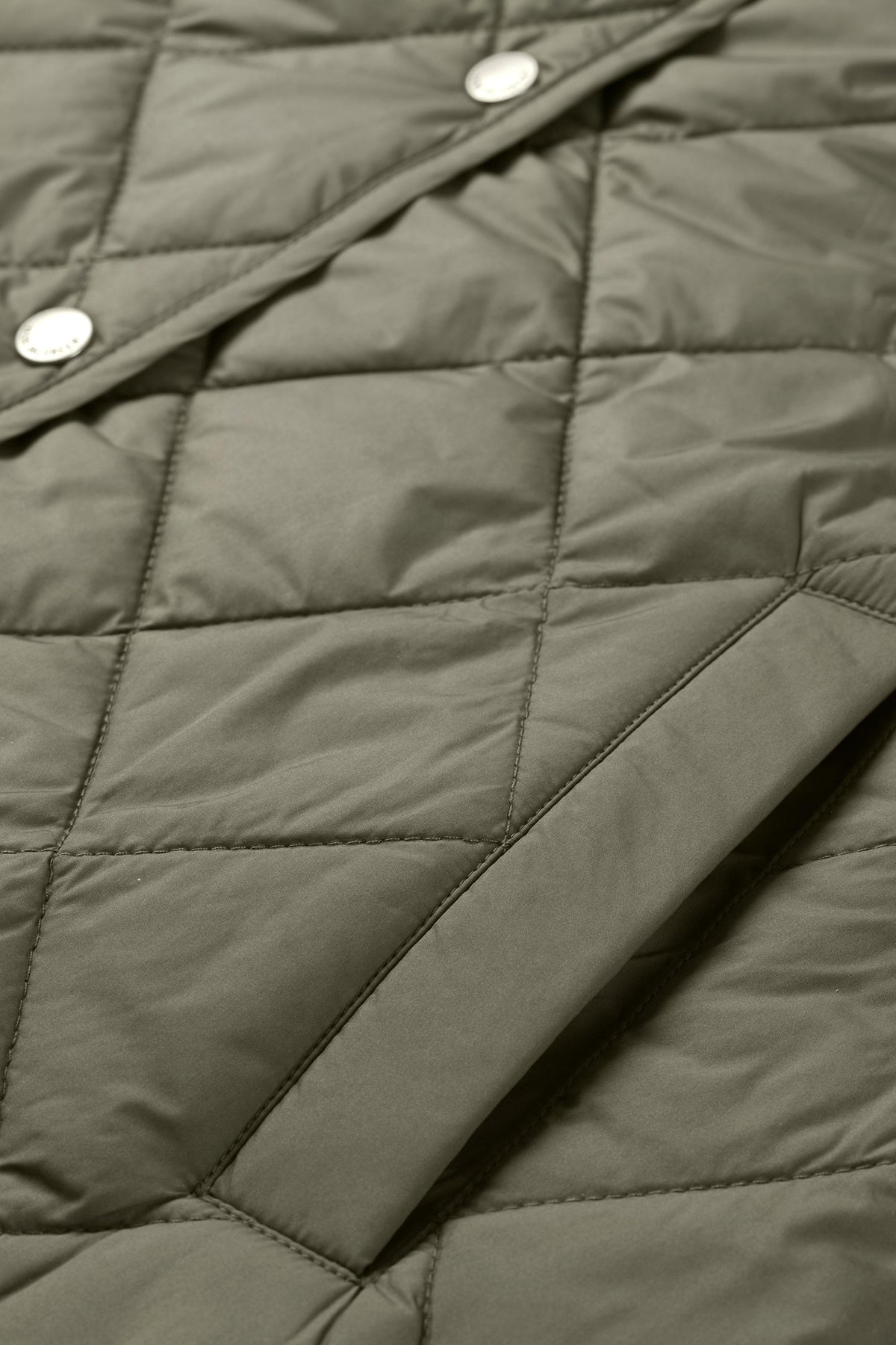 Quilted Shirt Jacket with Press Buttons - Army
