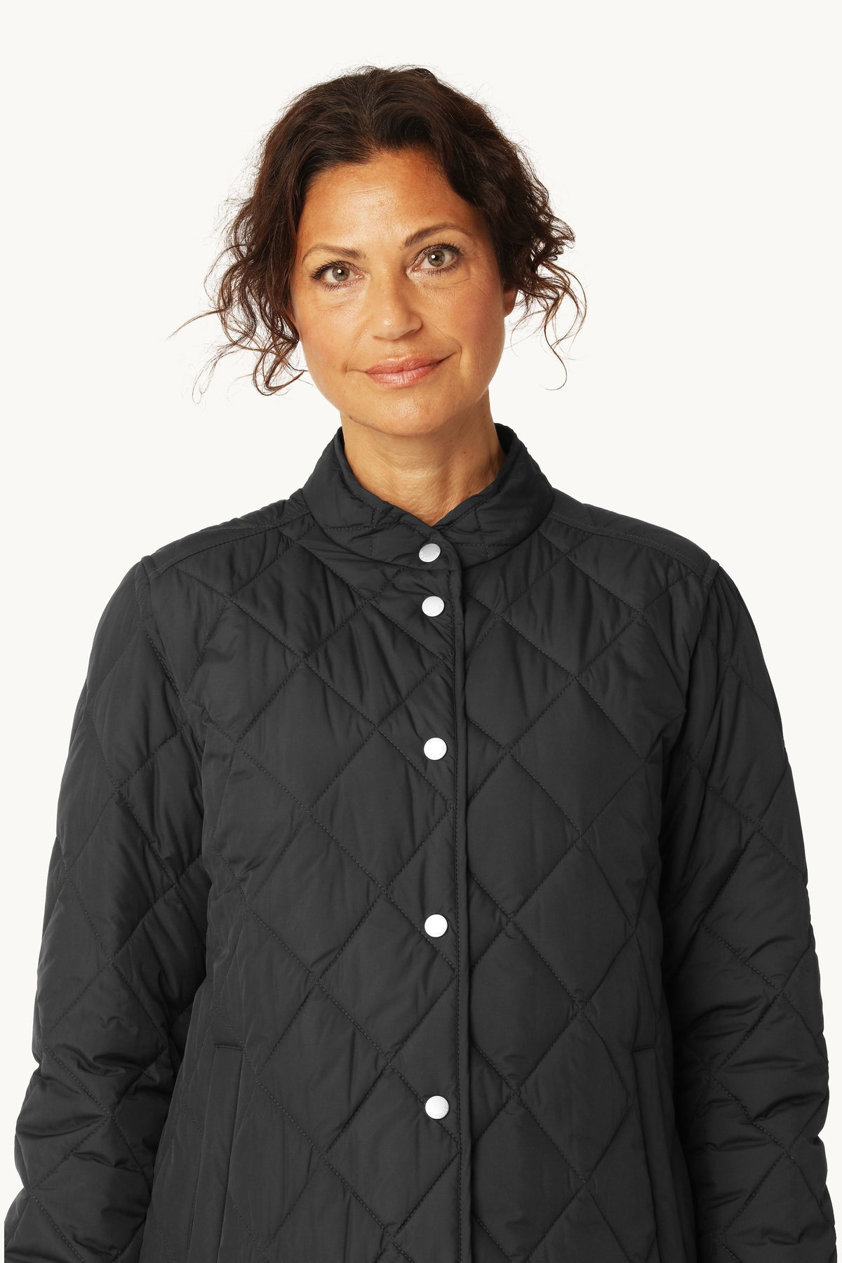 Quilted Shirt Jacket with Press Buttons - Dark Indigo