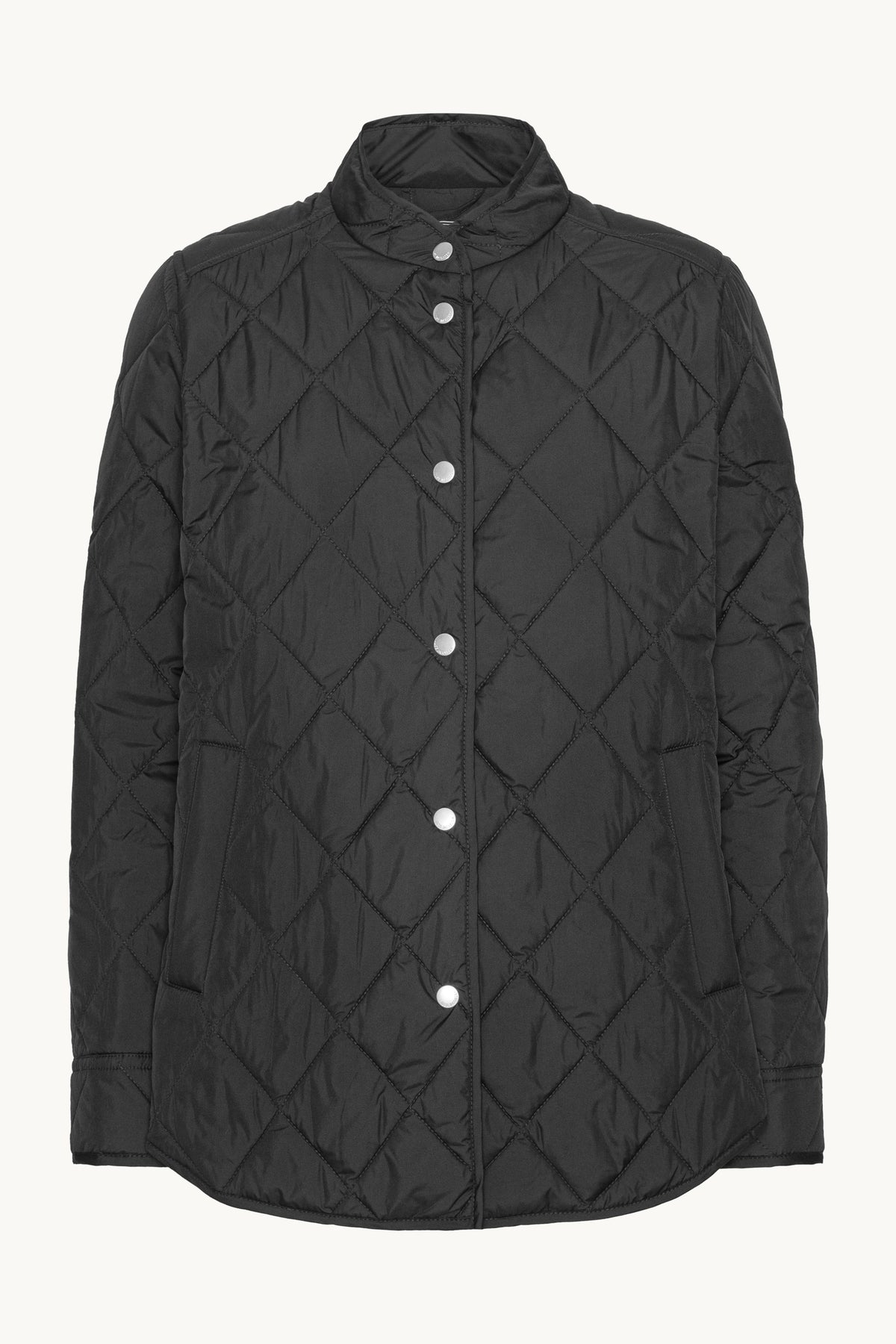 Quilted Shirt Jacket with Press Buttons - Dark Indigo