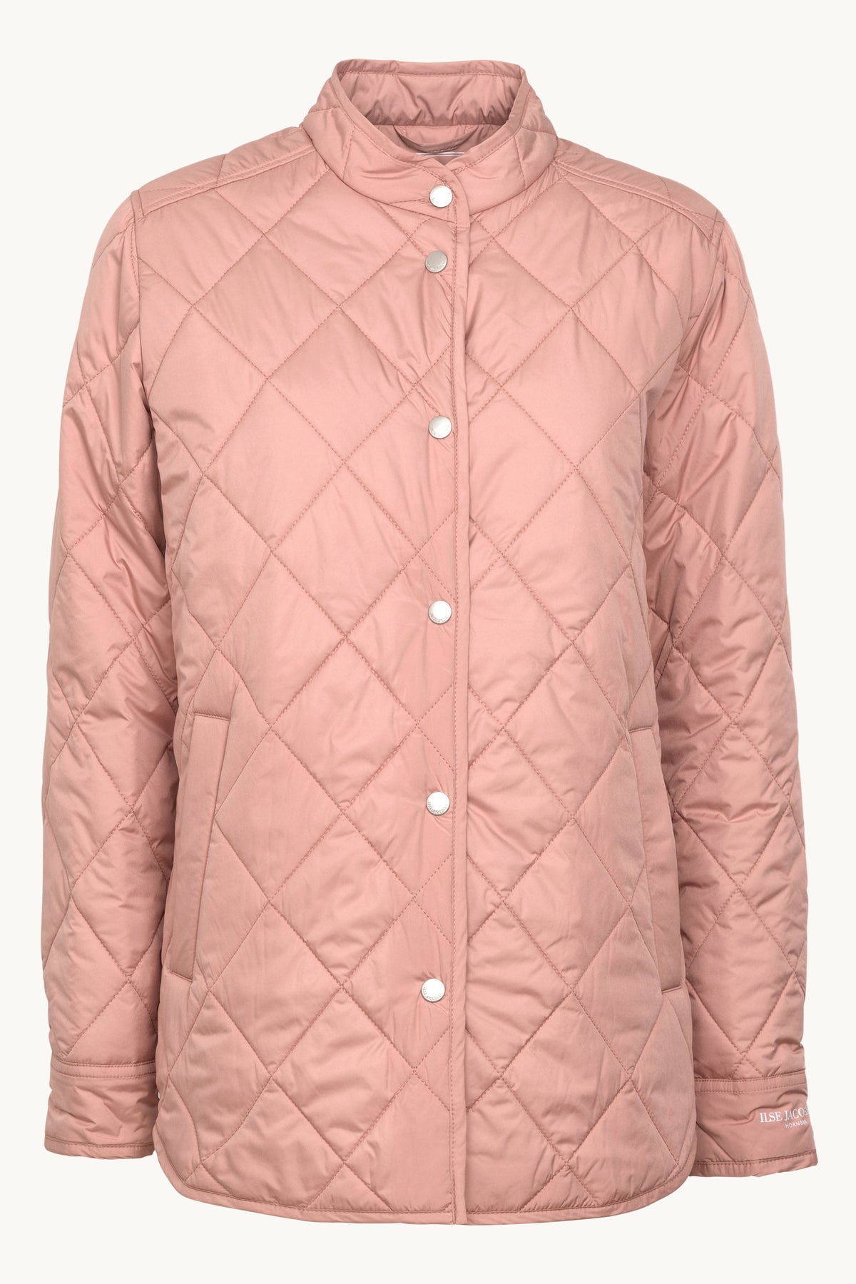 Quilted Shirt Jacket with Press Buttons - Ash Rose