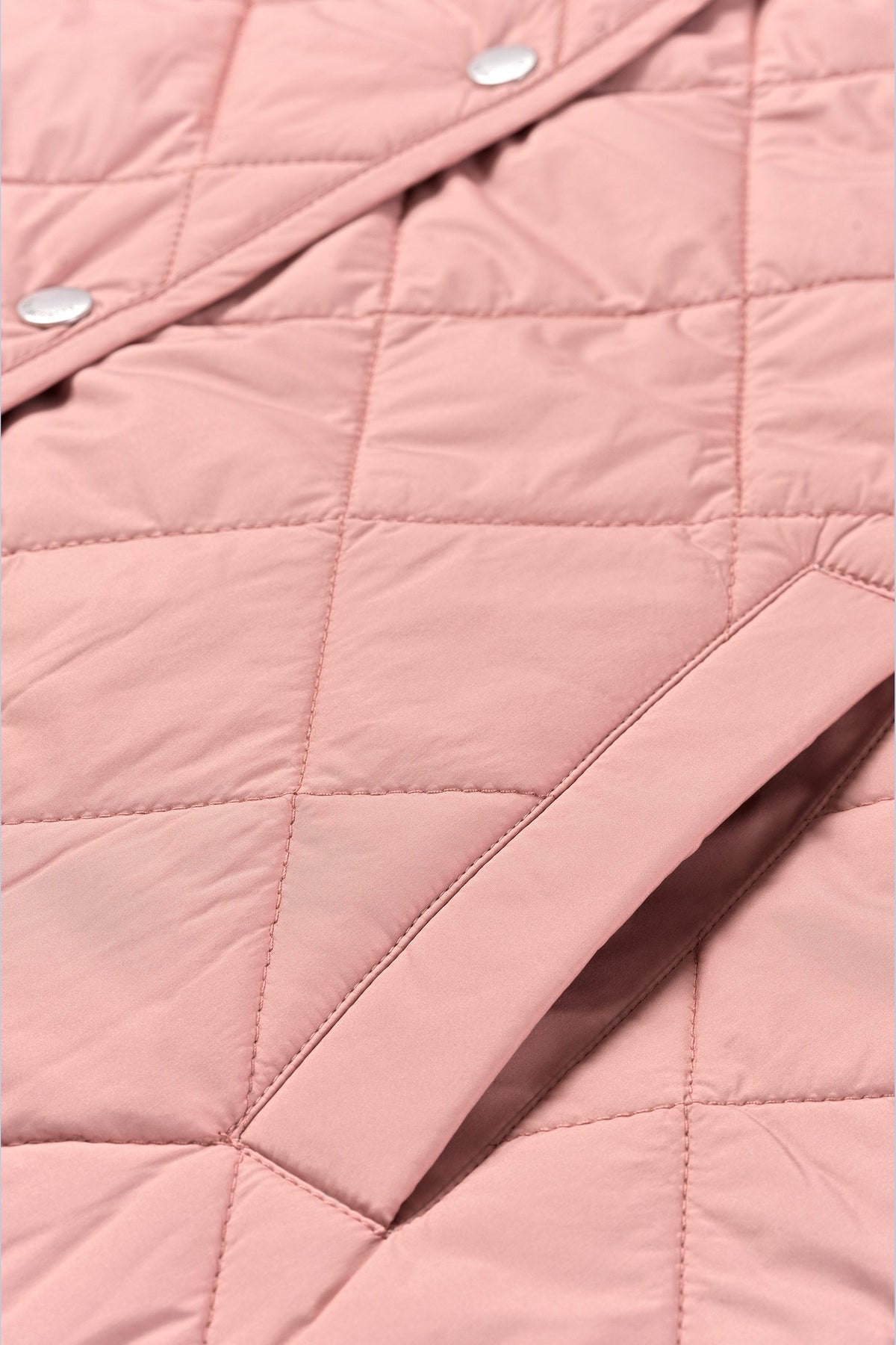 Quilted Shirt Jacket with Press Buttons - Ash Rose