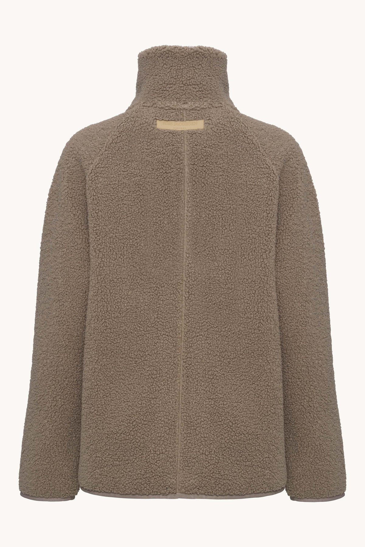 Short Soft Pile Jacket with Zipper - Greige