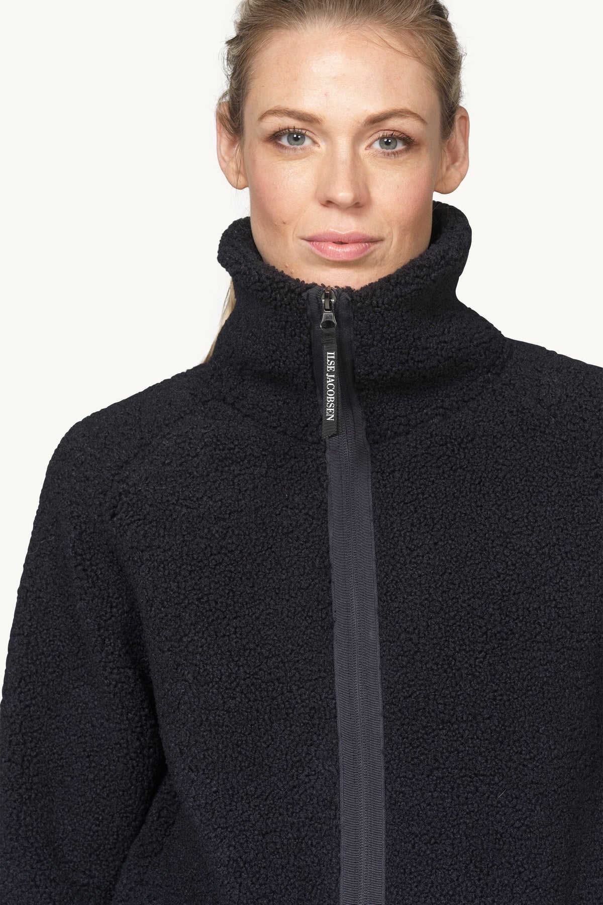 Short Soft Pile Jacket with Zipper - Dark Indigo