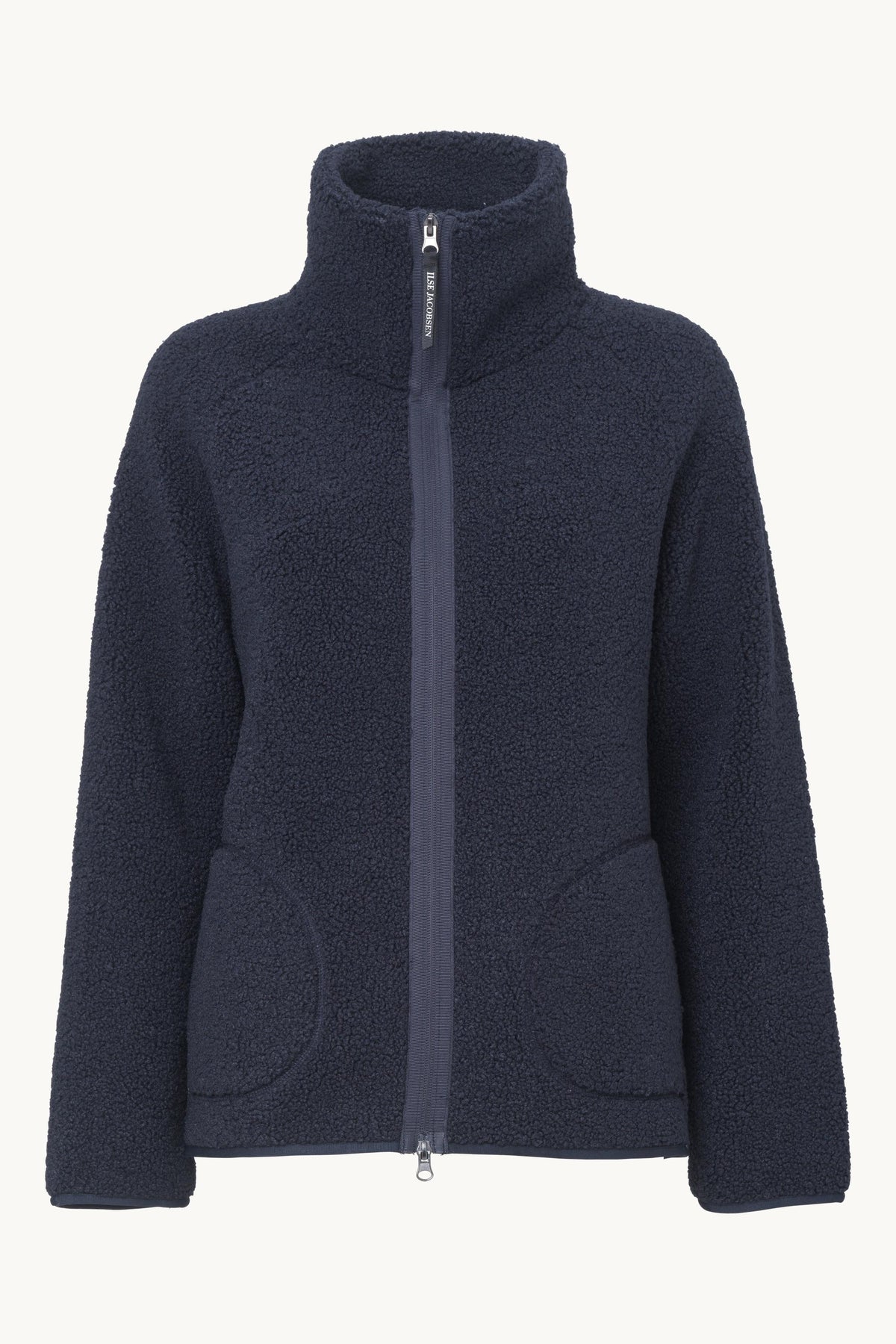 Short Soft Pile Jacket with Zipper - Dark Indigo
