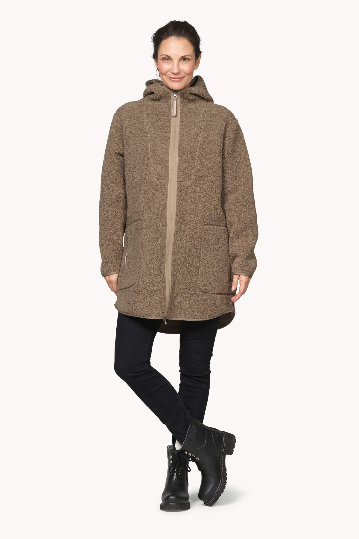Soft Pile Jacket with Hood - Greige