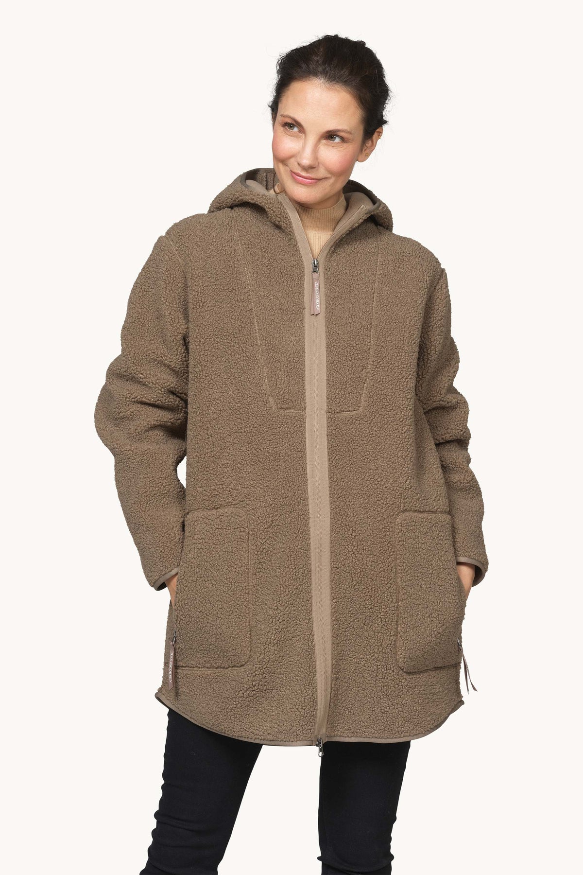 Soft Pile Jacket with Hood - Greige