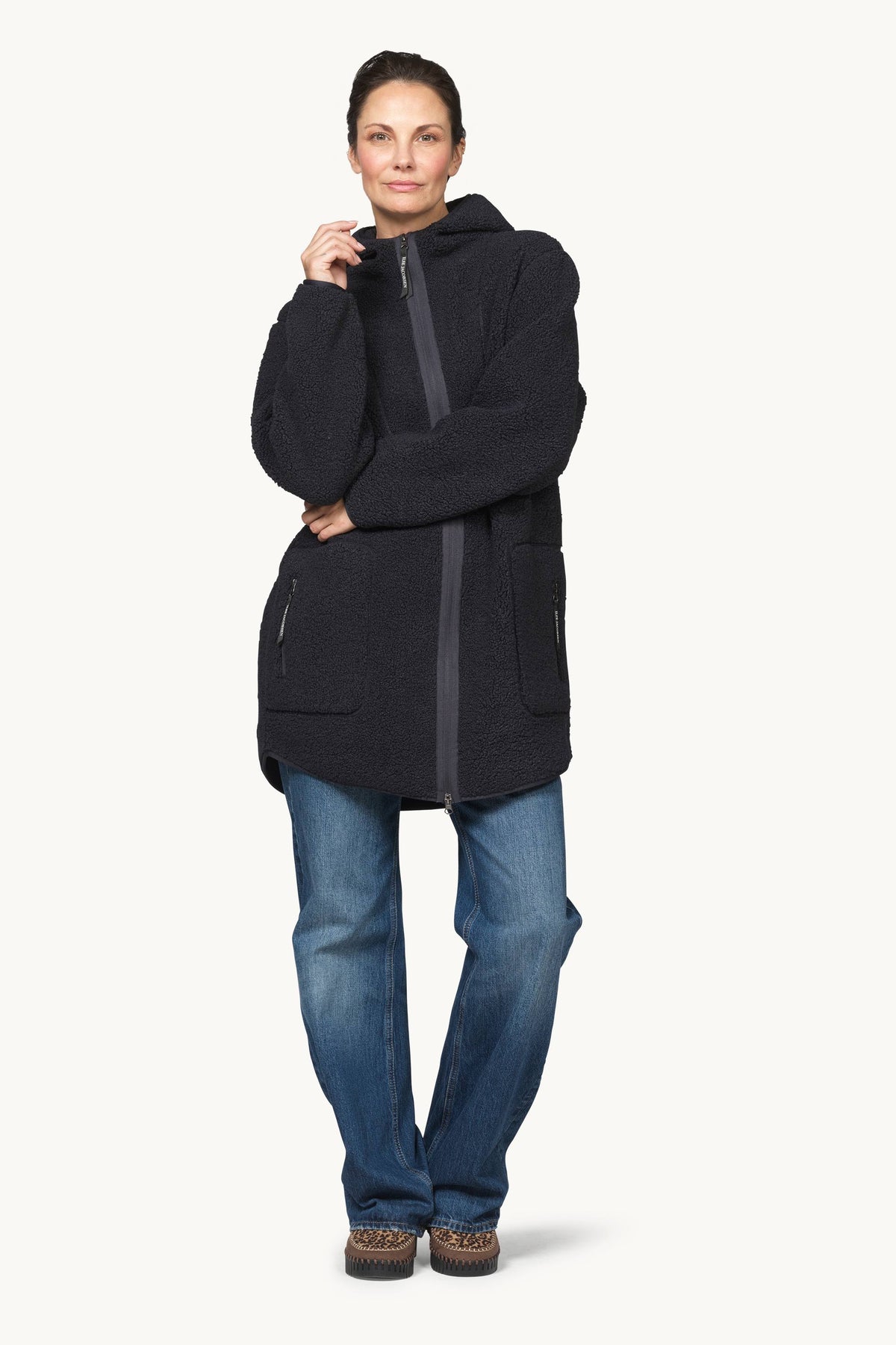 Soft Pile Jacket with Hood - Dark Indigo