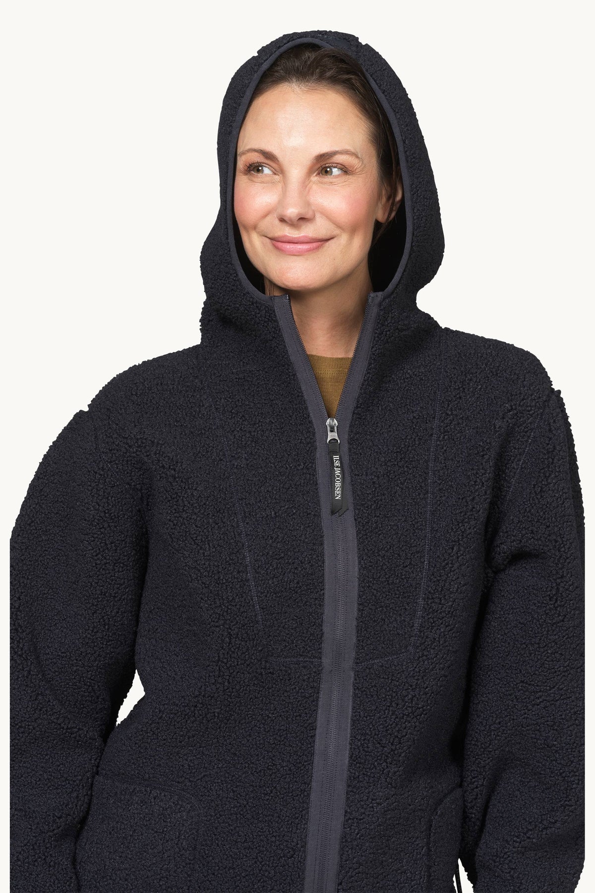 Soft Pile Jacket with Hood - Dark Indigo
