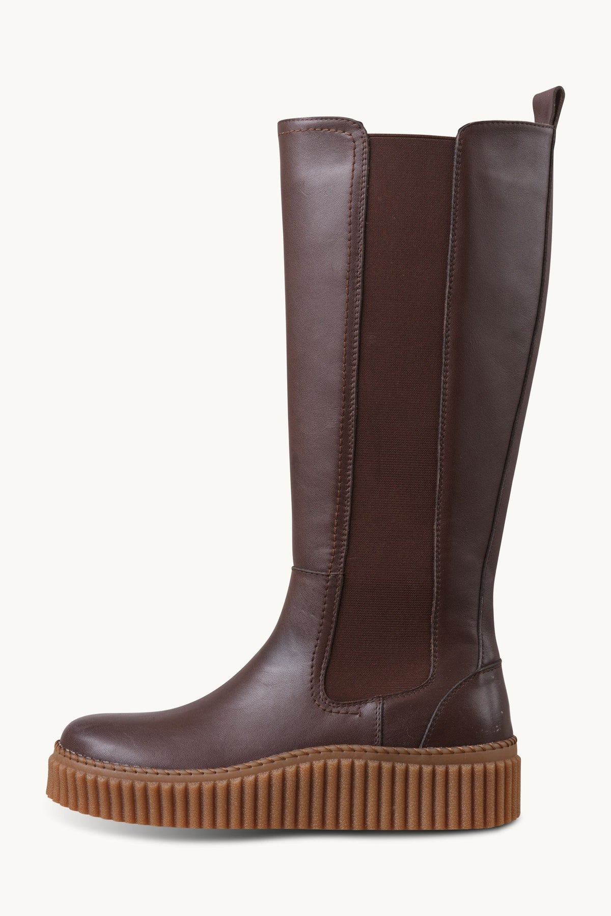 Tall Leather Chelsea Boots - Brown Clay
