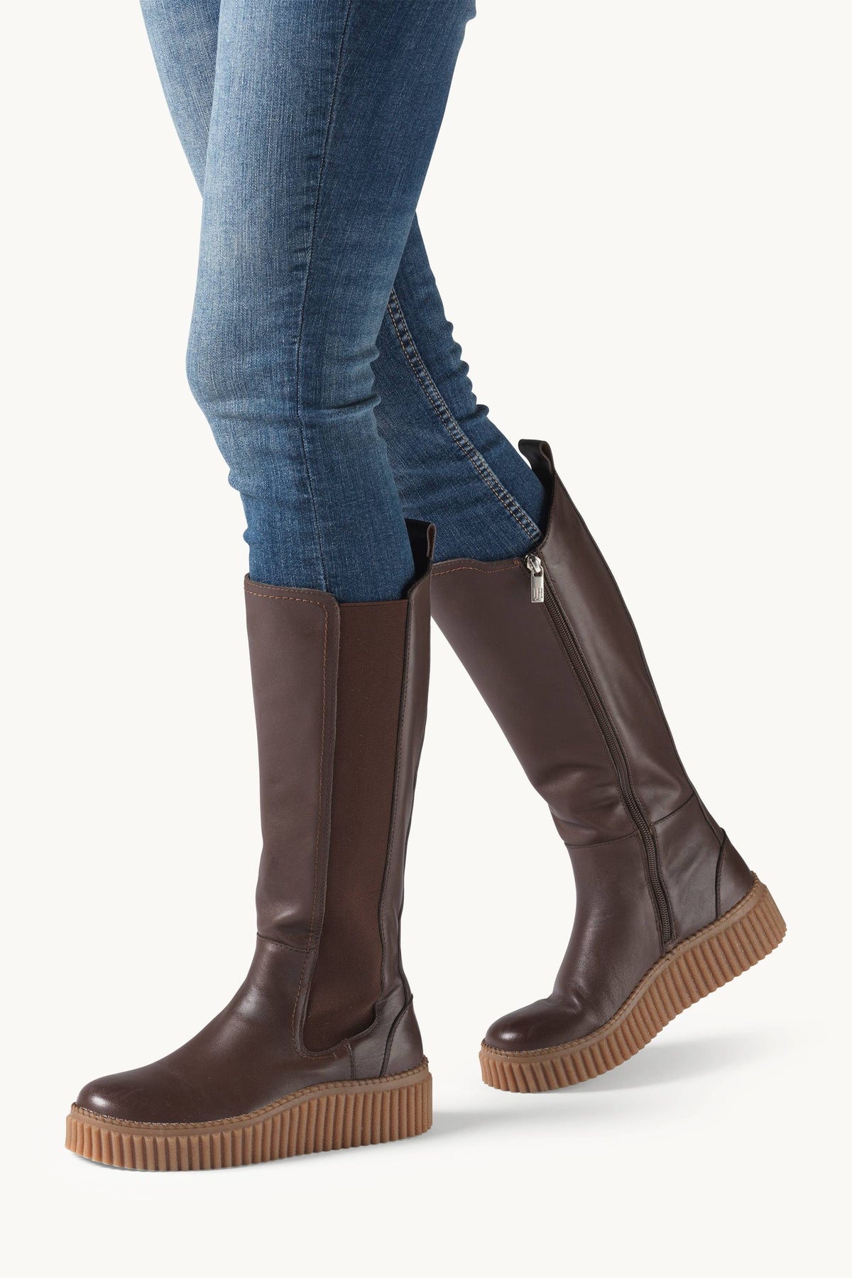 Tall Leather Chelsea Boots - Brown Clay