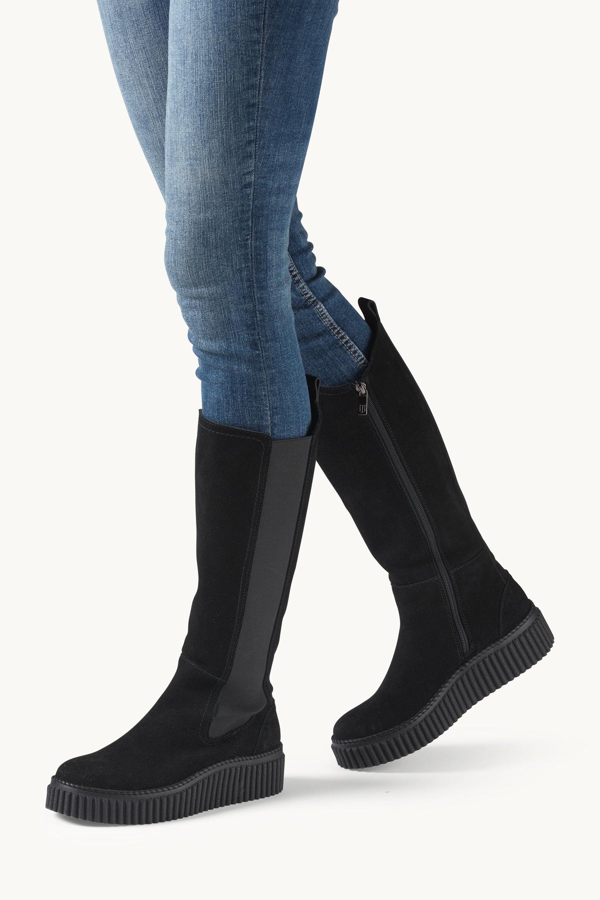 Tall Suede Chelsea Boots - Black Black