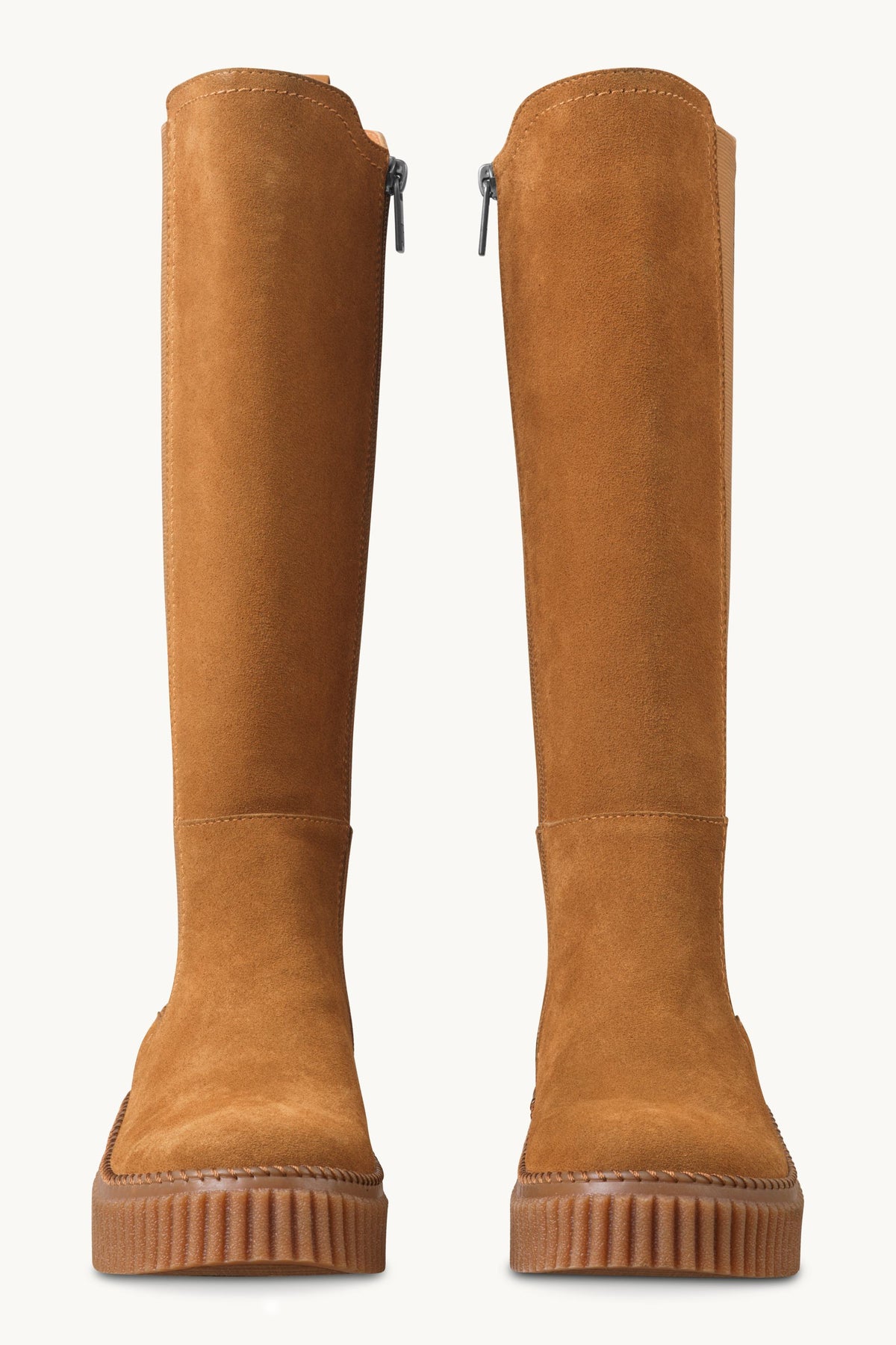 Tall Suede Chelsea Boots - Cashew Clay