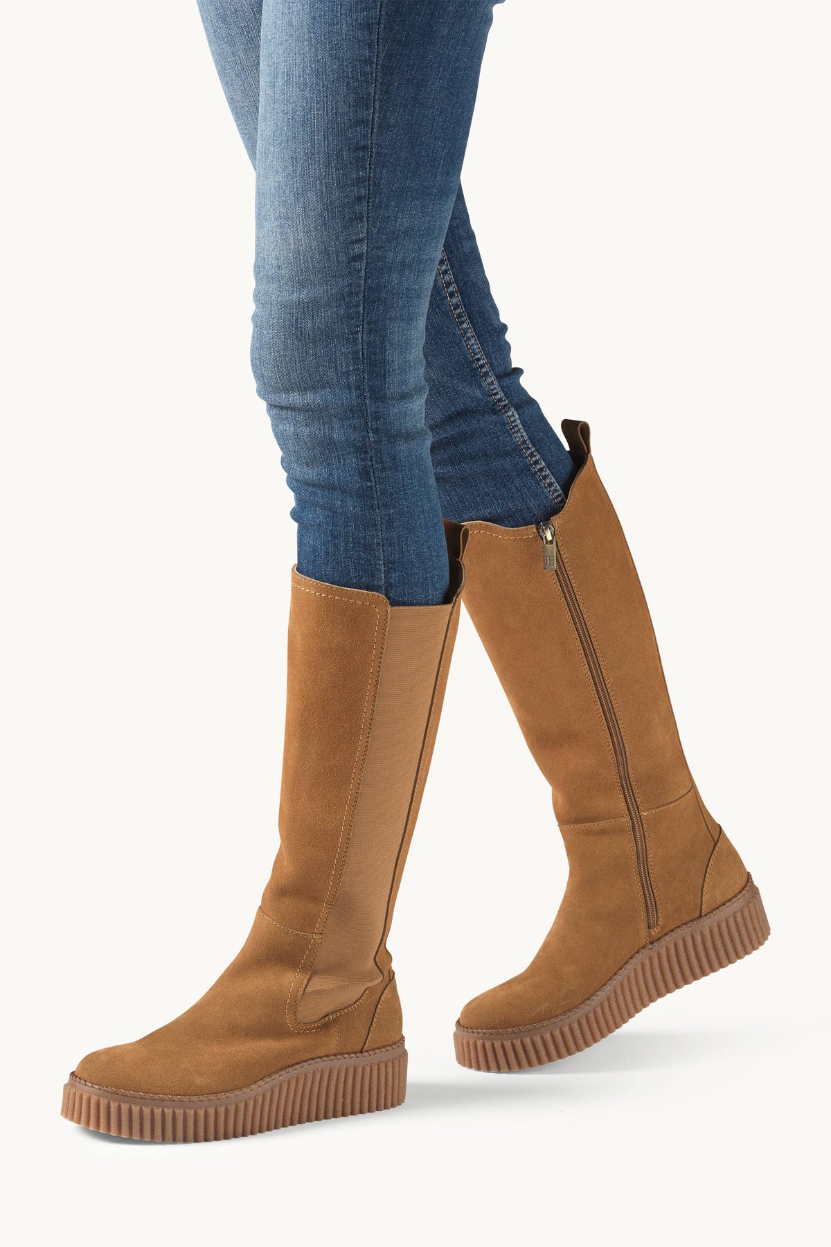 Tall Suede Chelsea Boots - Cashew Clay