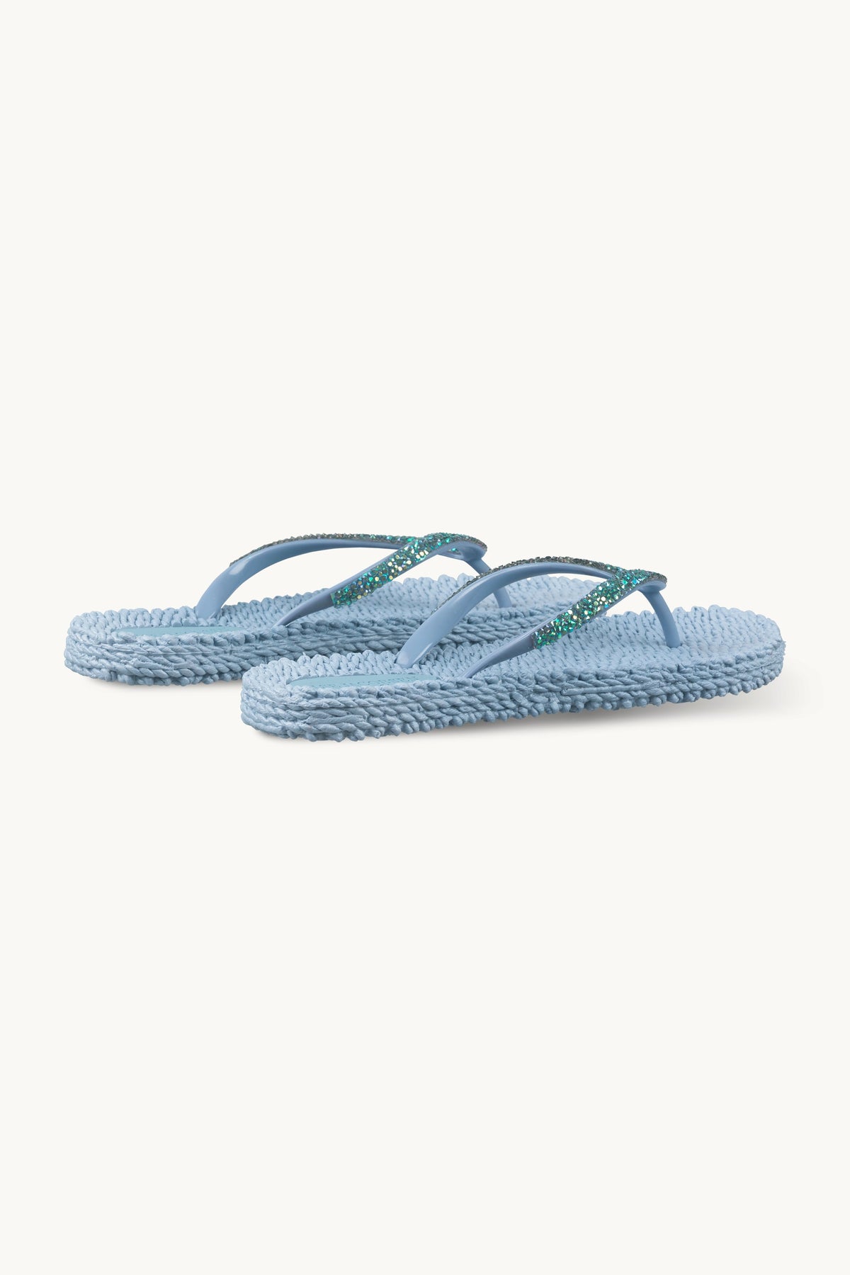 Flip-flops with Rhinestone-embellished Straps - Cornflower