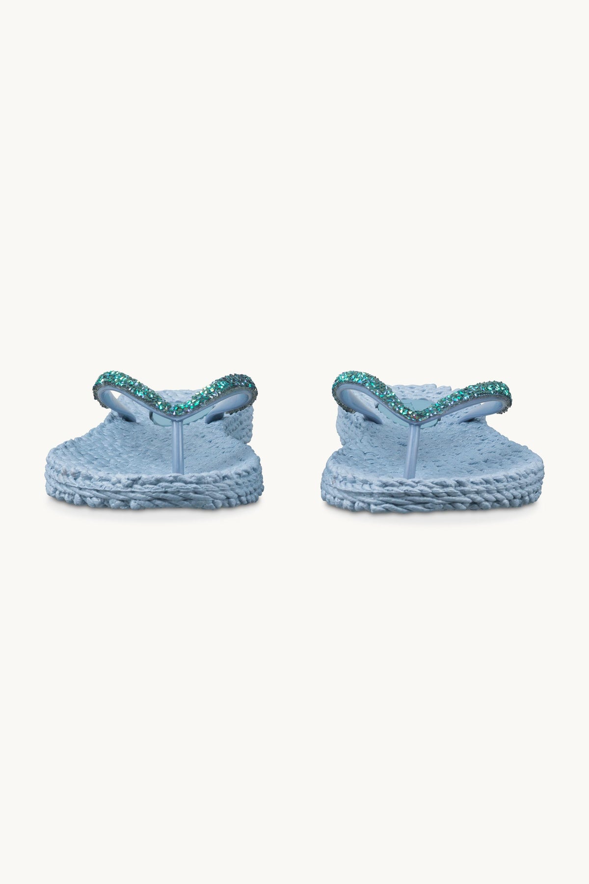 Flip-flops with Rhinestone-embellished Straps - Cornflower