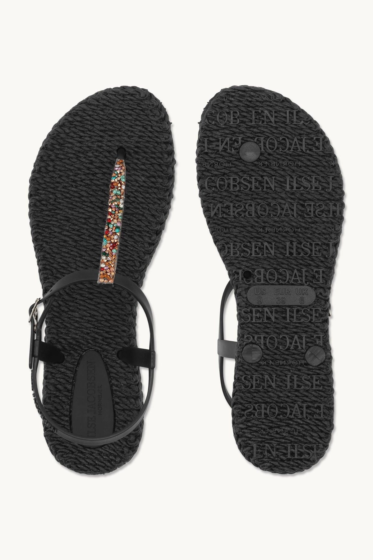 Flip Flops with Rhinestones - Black