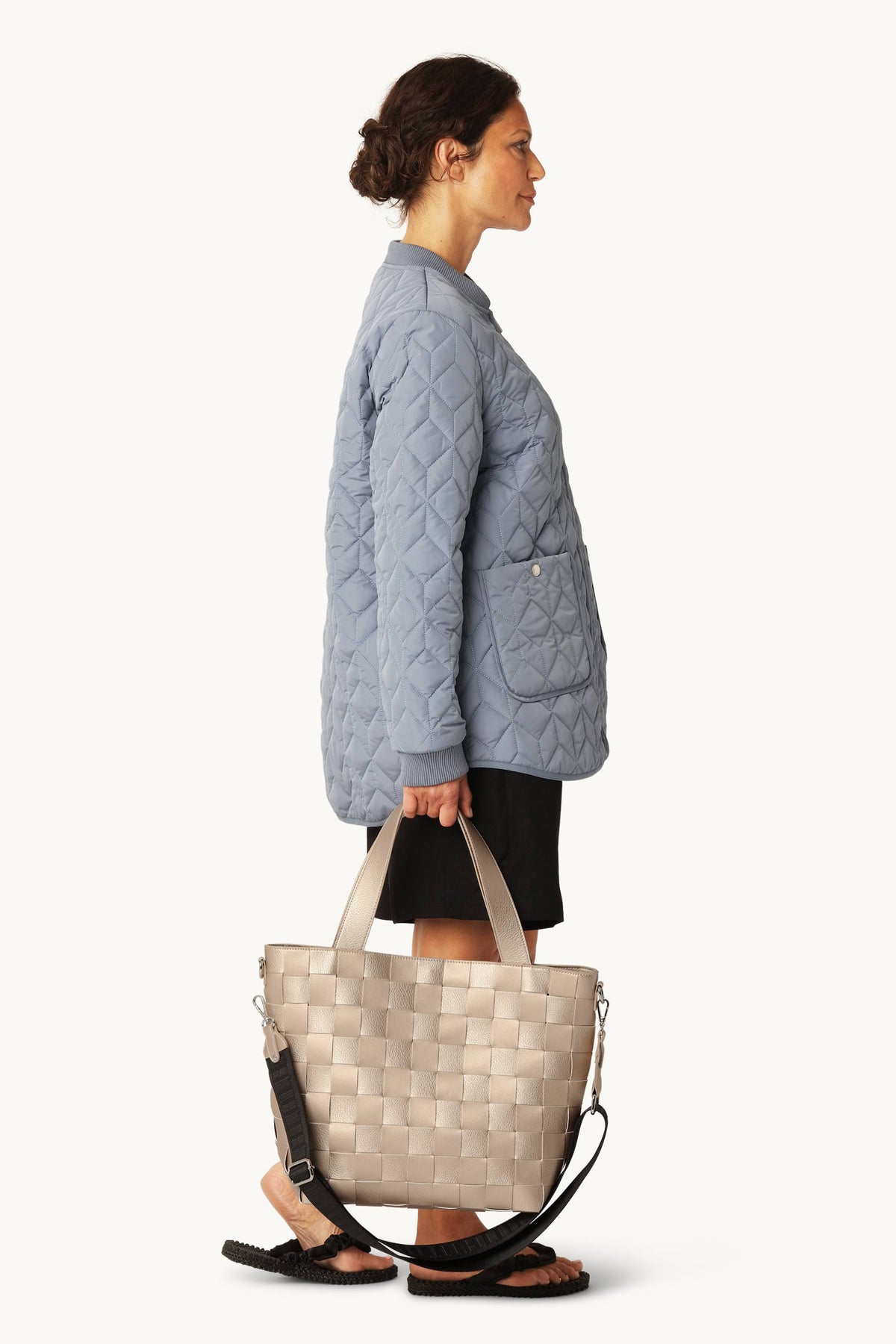 Braided Cross-Body Shopper - Platin