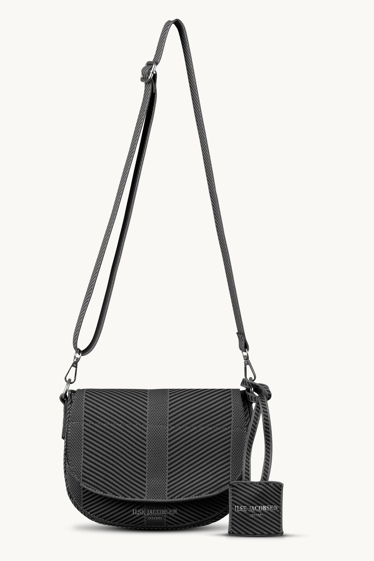 Knitted Crossbody Bag - Black Gun metal
