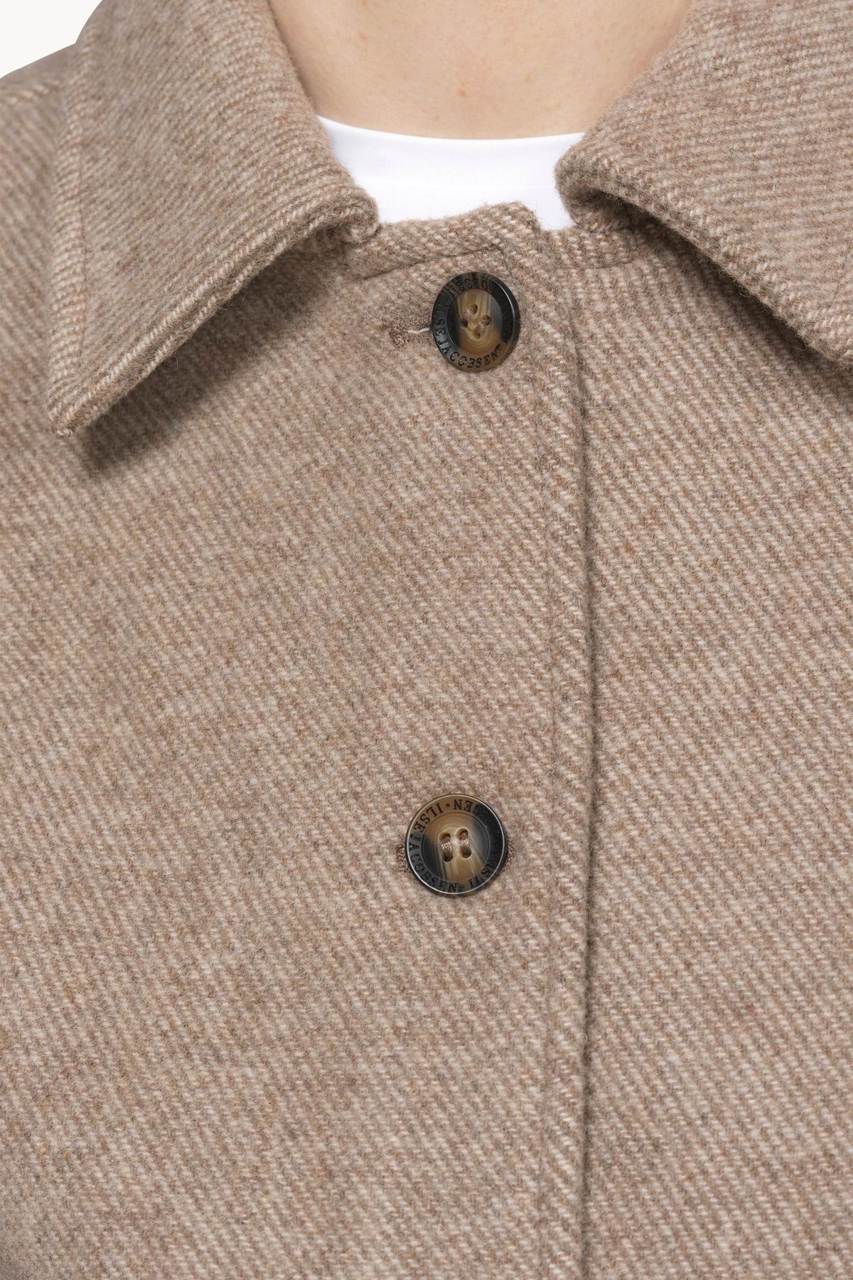 Short buttoned Jacket with Patched Pockets - Greige