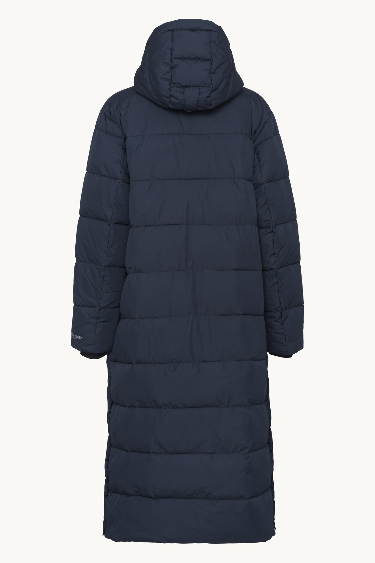 Long Warm Padded Coat with Hood - Dark Indigo