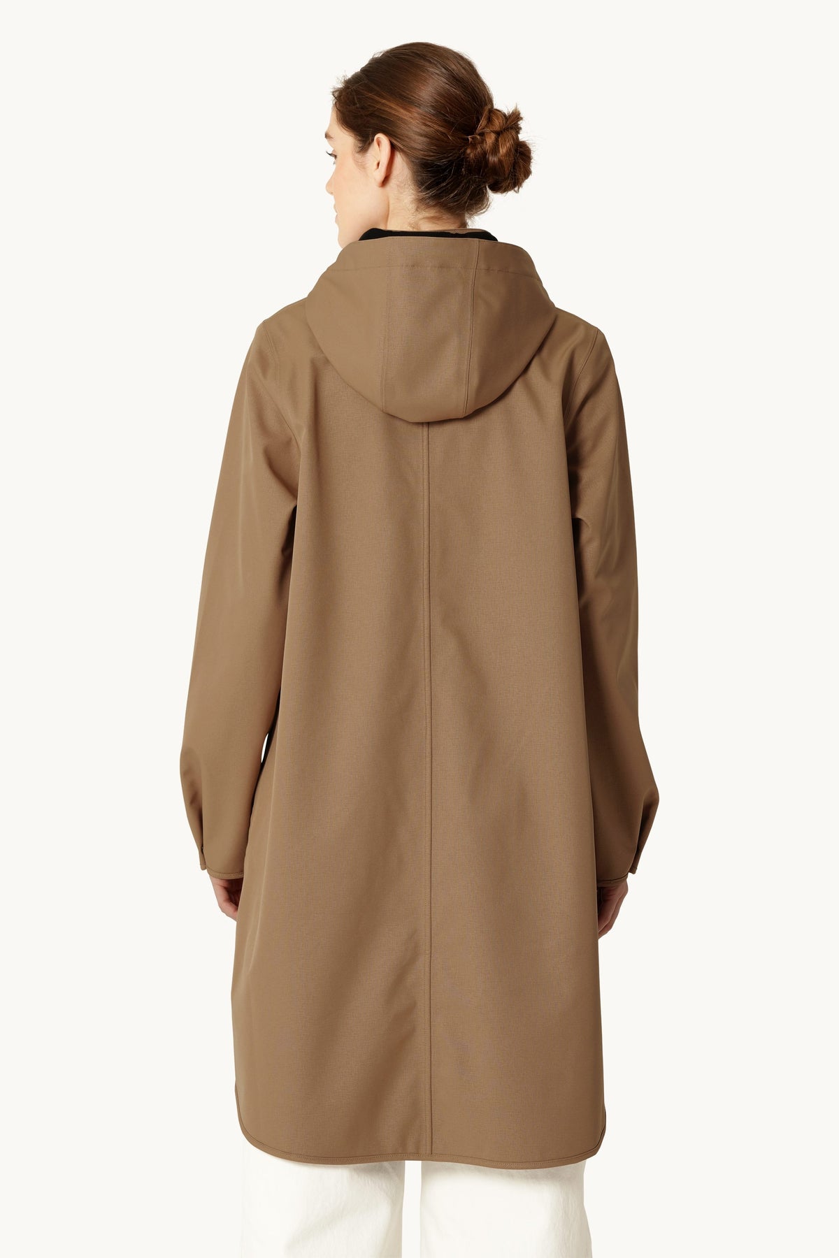 A-lined Softshell Raincoat with Hood - Mocca