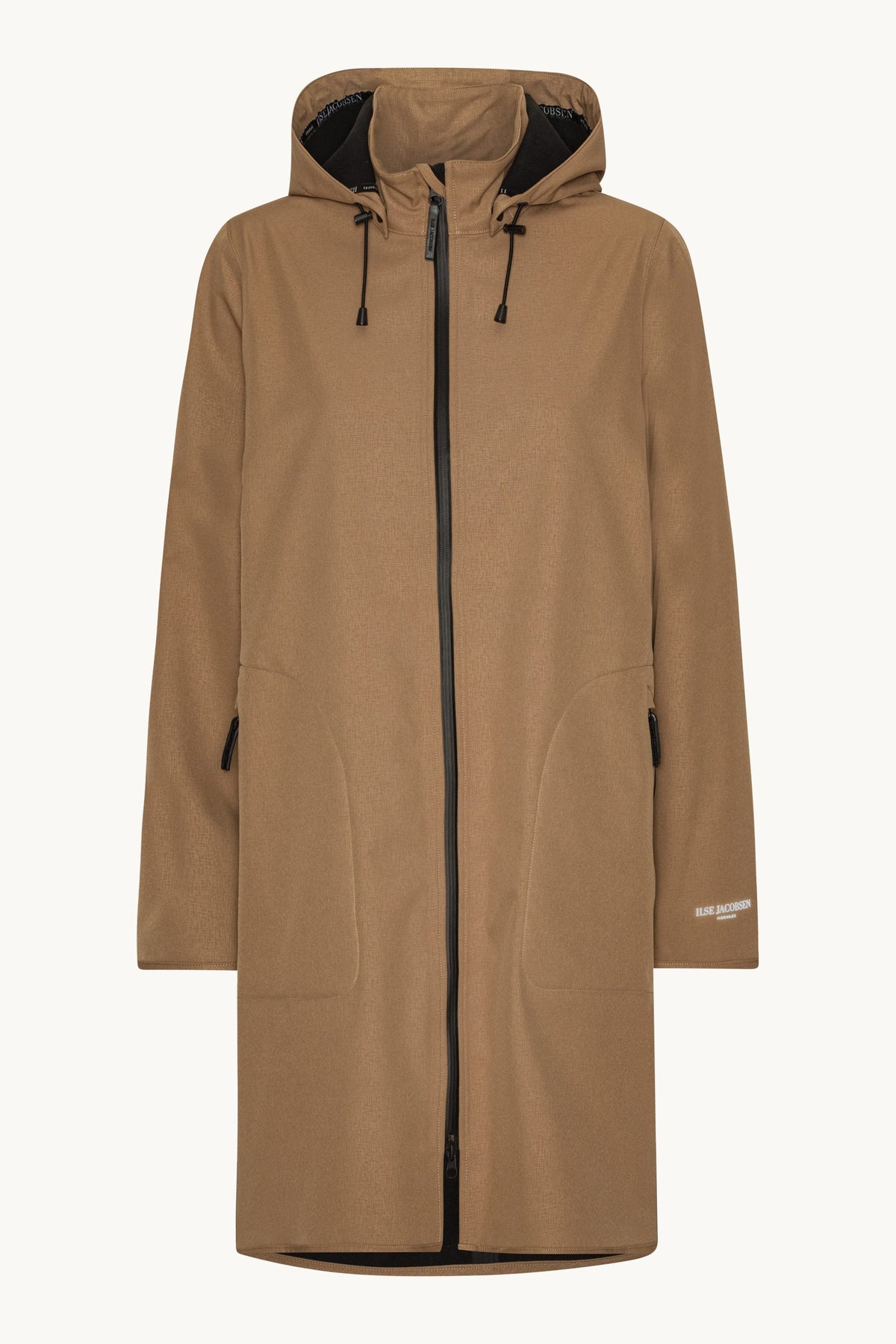 A-lined Softshell Raincoat with Hood - Mocca
