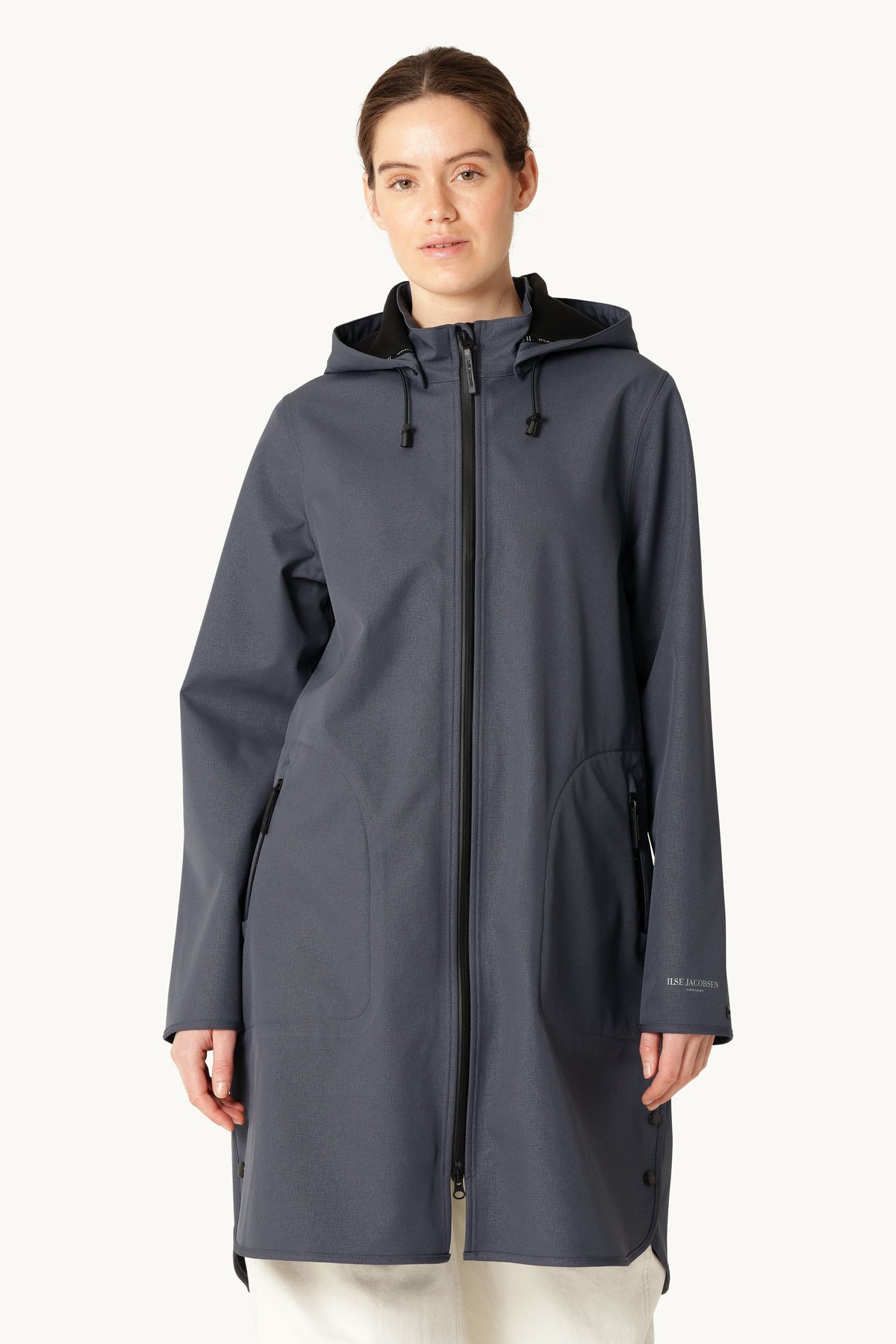A-lined Softshell Raincoat with Hood - Ombre Blue